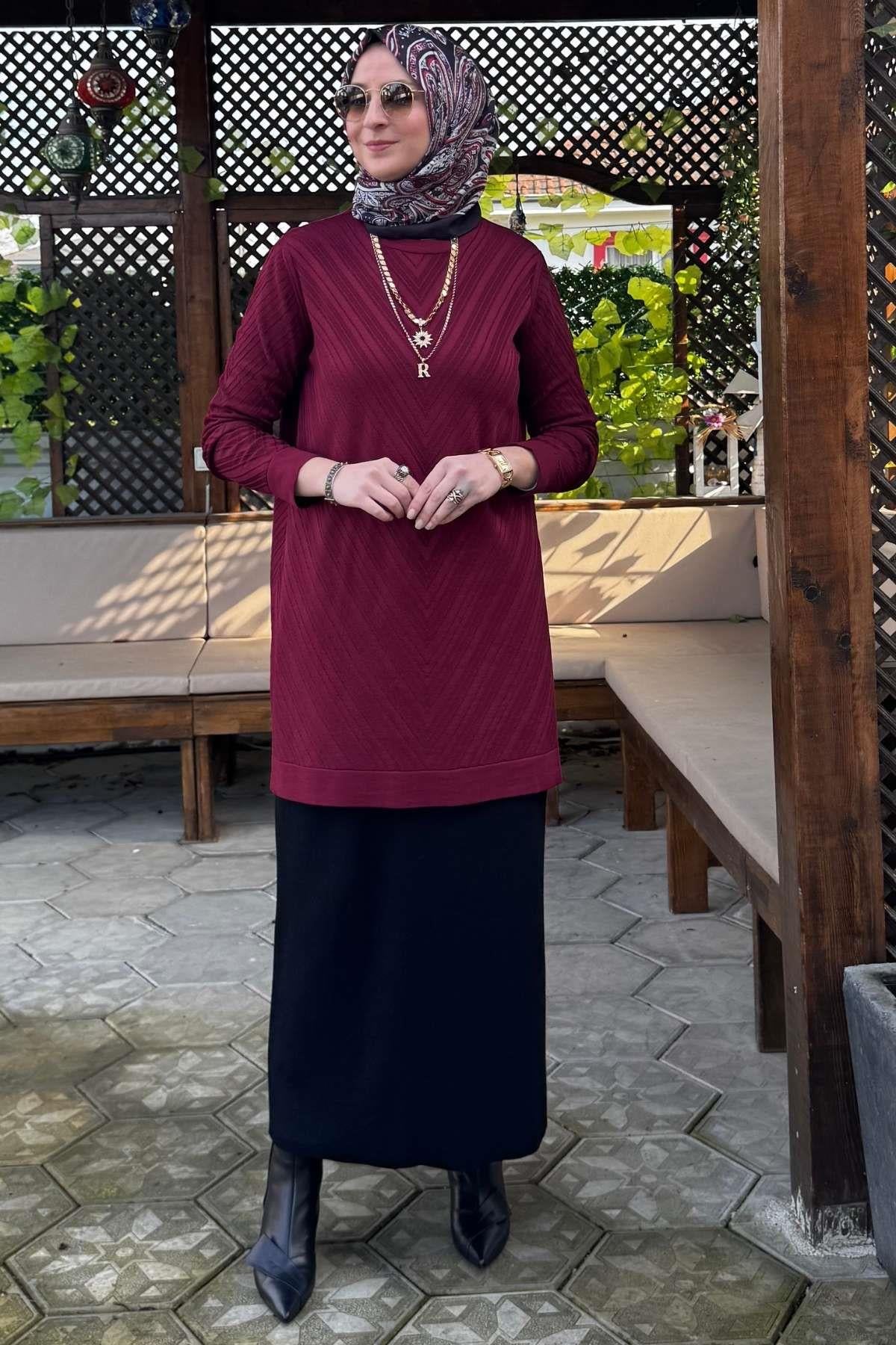 Arzu Triko Tunik Antrasit | Rabia Şamlı | Tesettür Giyim, Elbise ve Kadın Giyim Modası