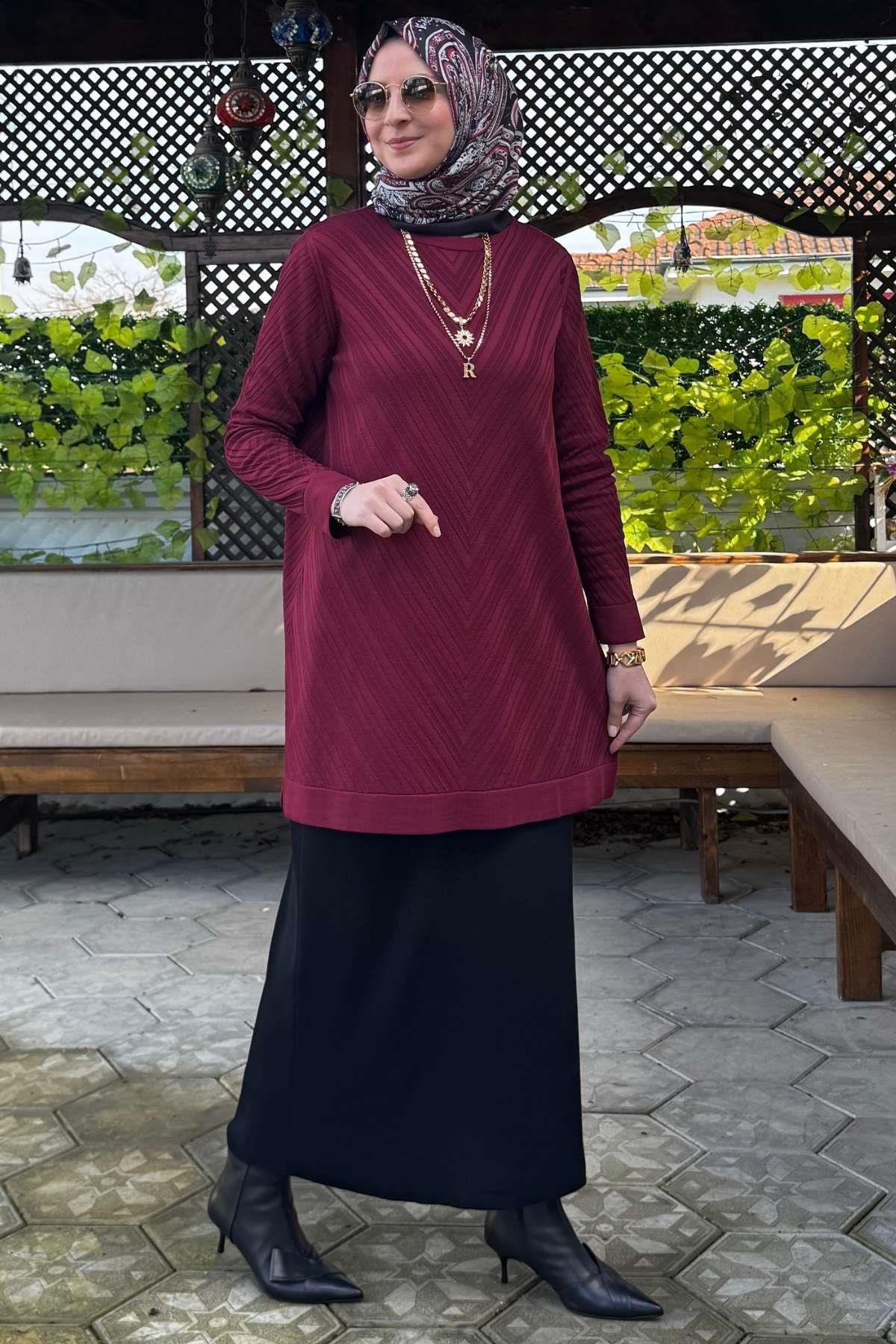Arzu Triko Tunik Antrasit | Rabia Şamlı | Tesettür Giyim, Elbise ve Kadın Giyim Modası