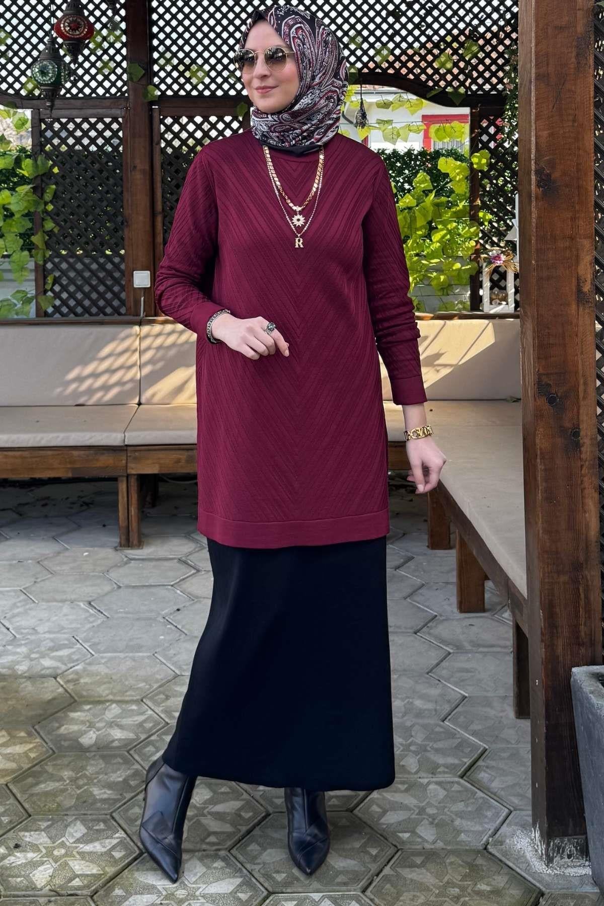 Arzu Triko Tunik Antrasit | Rabia Şamlı | Tesettür Giyim, Elbise ve Kadın Giyim Modası