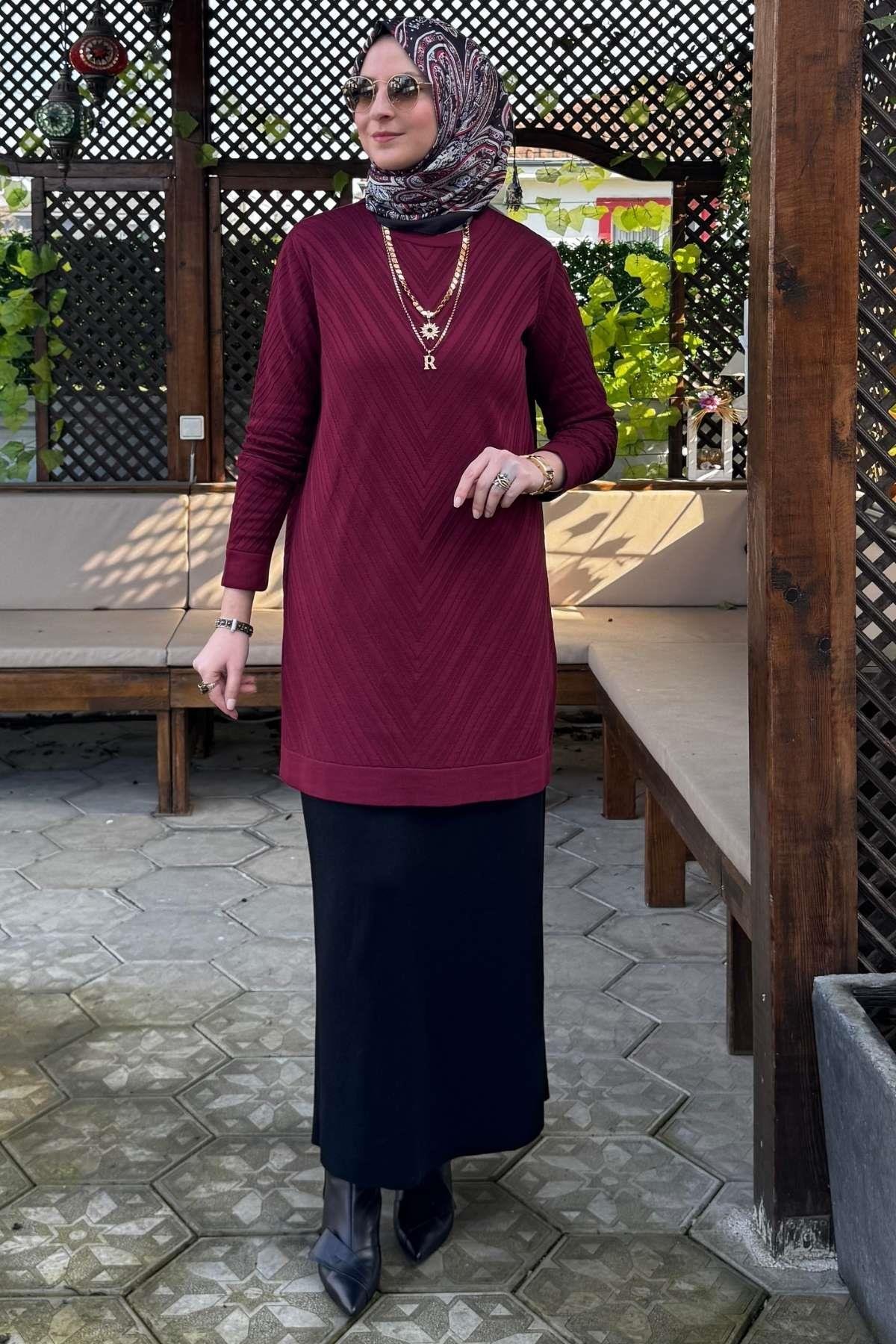 Arzu Triko Tunik Antrasit | Rabia Şamlı | Tesettür Giyim, Elbise ve Kadın Giyim Modası