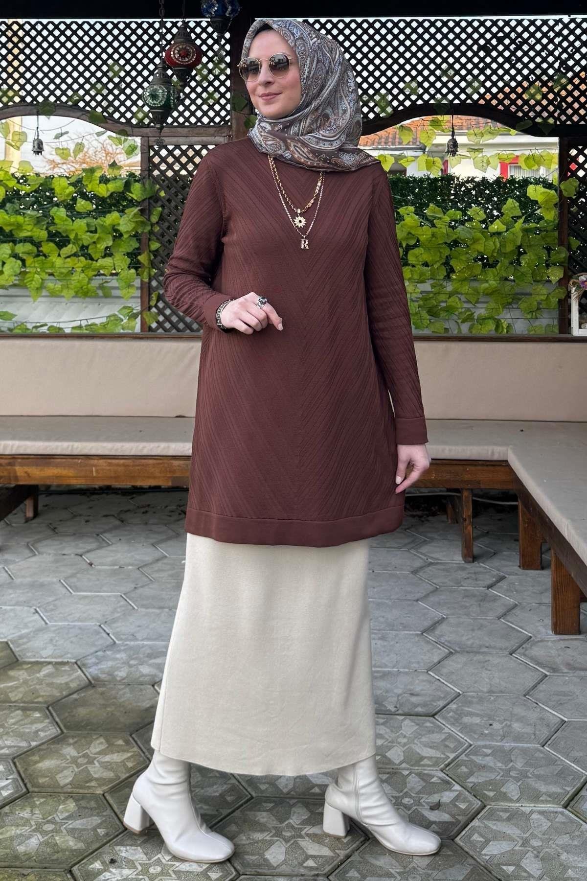 Arzu Triko Tunik Antrasit | Rabia Şamlı | Tesettür Giyim, Elbise ve Kadın Giyim Modası