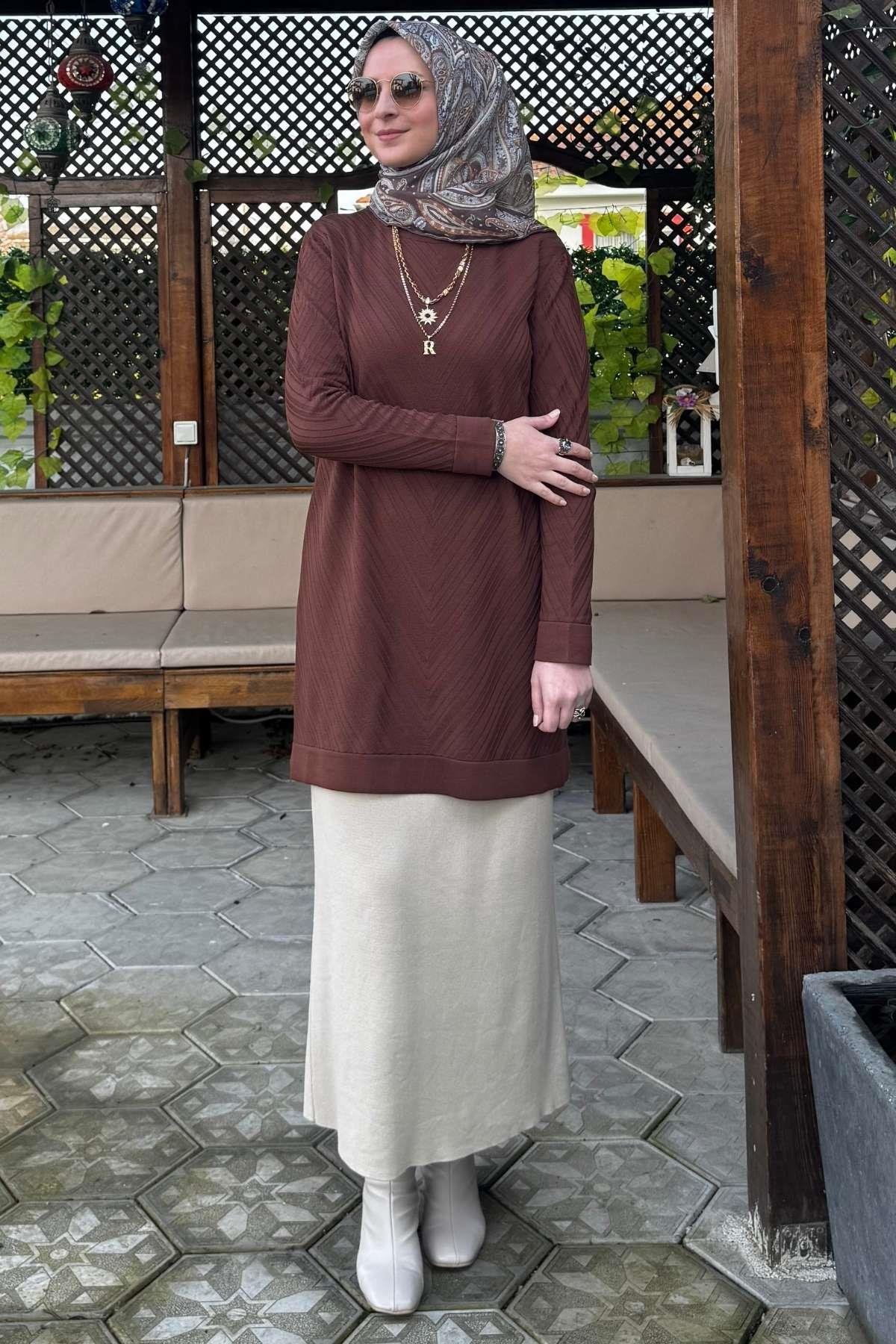 Arzu Triko Tunik Antrasit | Rabia Şamlı | Tesettür Giyim, Elbise ve Kadın Giyim Modası