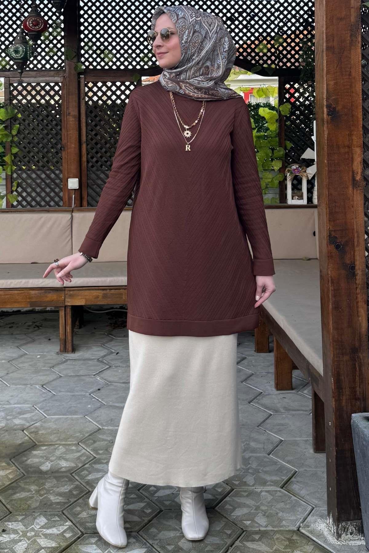 Arzu Triko Tunik Antrasit | Rabia Şamlı | Tesettür Giyim, Elbise ve Kadın Giyim Modası