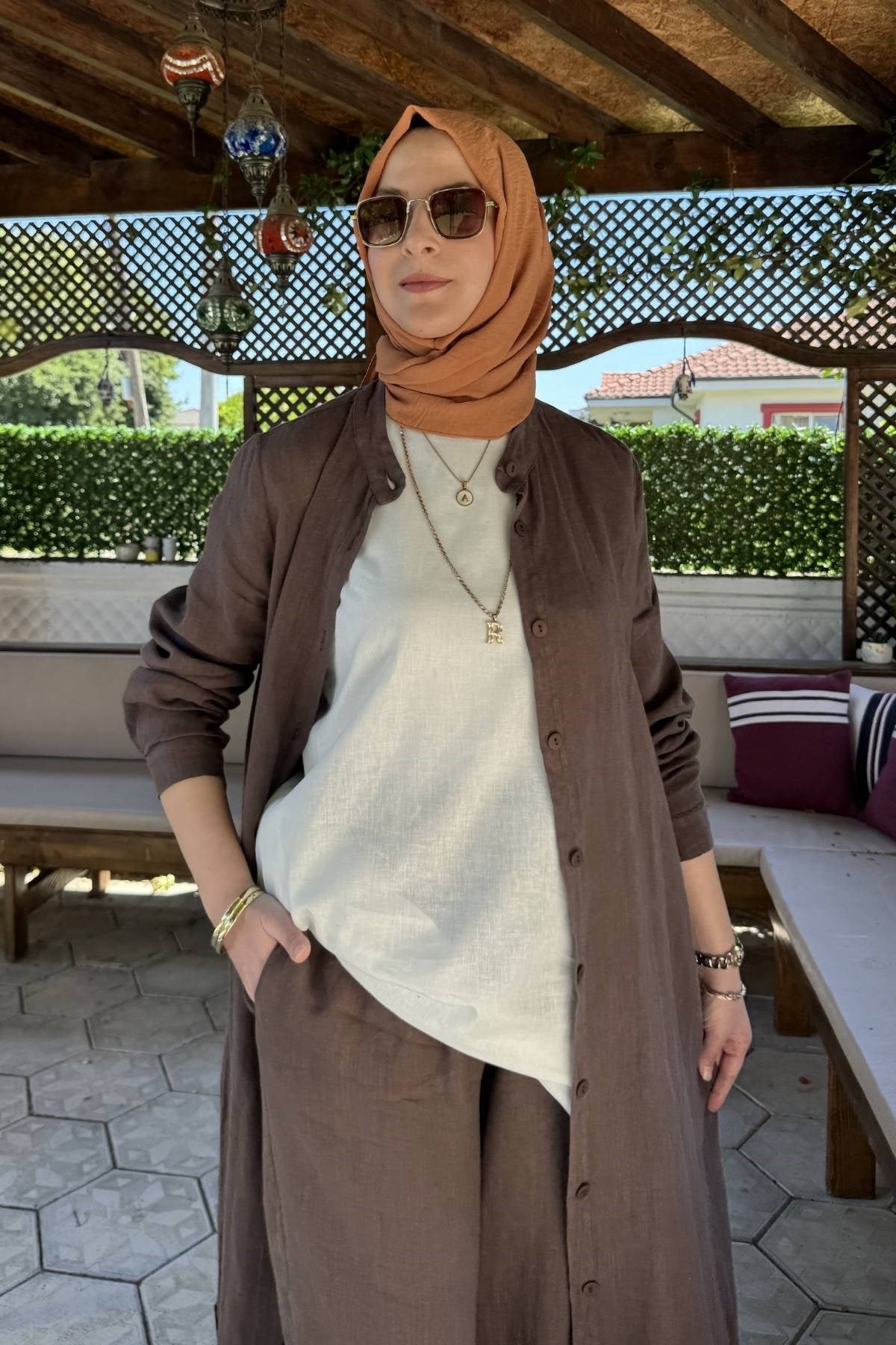 İnci Pantolonlu Takım Vizon | Rabia Şamlı | Tesettür Giyim, Elbise ve Kadın Giyim Modası