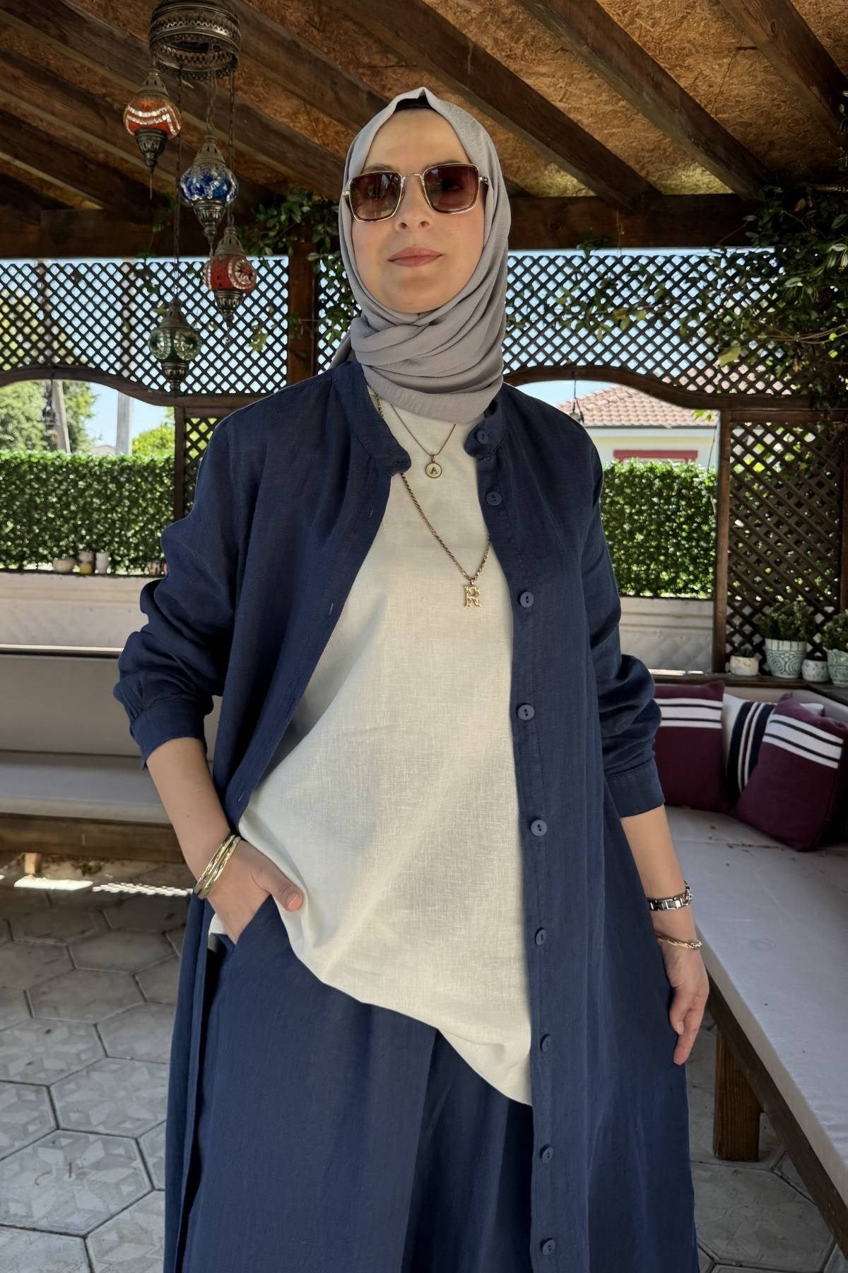 İnci Pantolonlu Takım Vizon | Rabia Şamlı | Tesettür Giyim, Elbise ve Kadın Giyim Modası