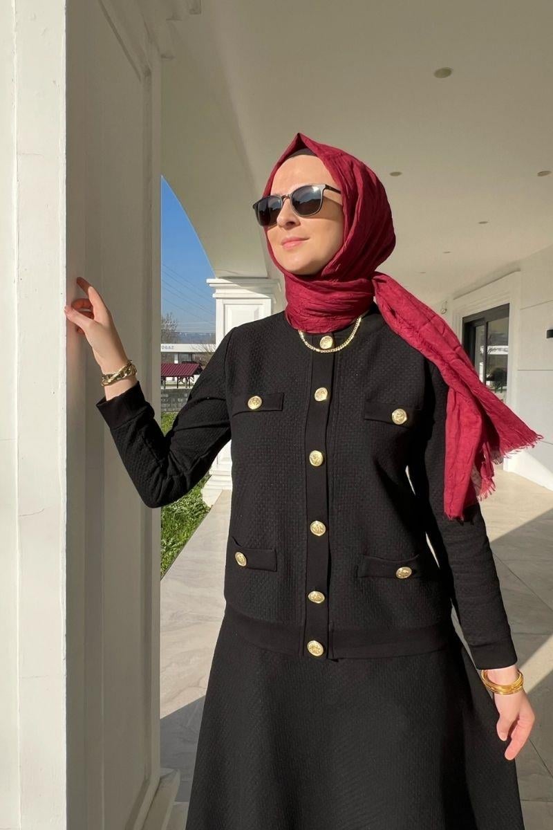 Dilan Siyah Etek Ceket Takım | Rabia Şamlı | Tesettür Giyim, Elbise ve Kadın Giyim Modası