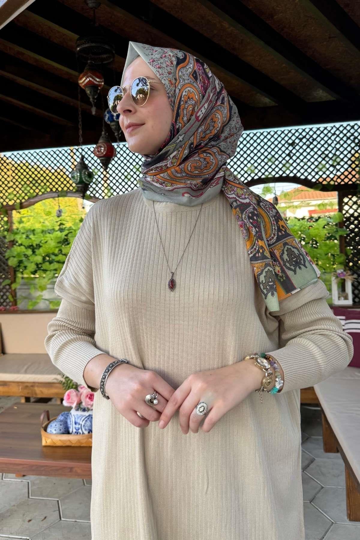 Hamiyet Çizgili Triko Tunik Siyah | Rabia Şamlı | Tesettür Giyim, Elbise ve Kadın Giyim Modası