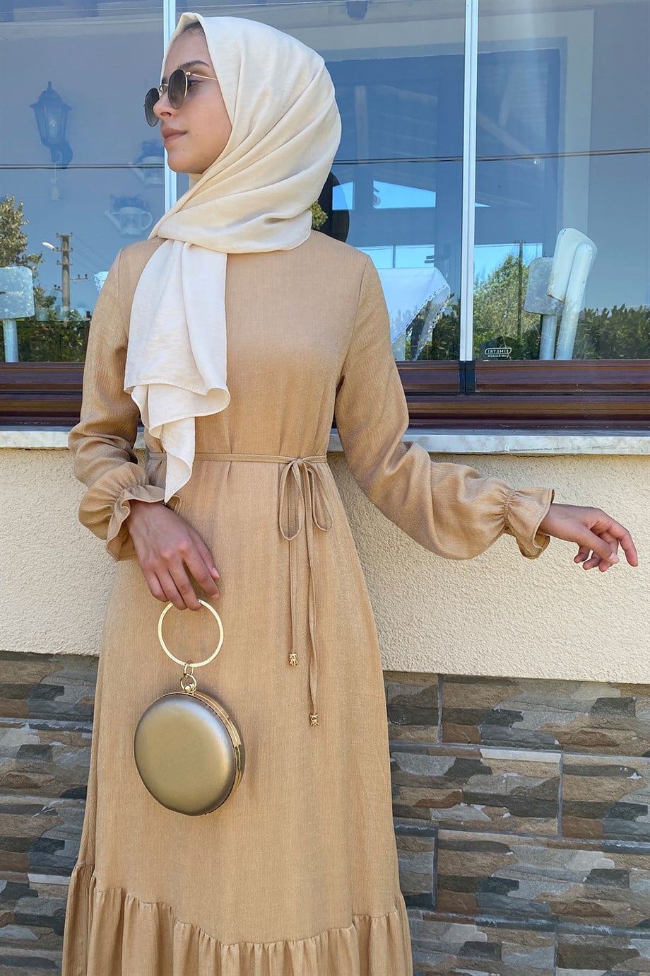 Duru Simli Camel Elbise | ELBİSE