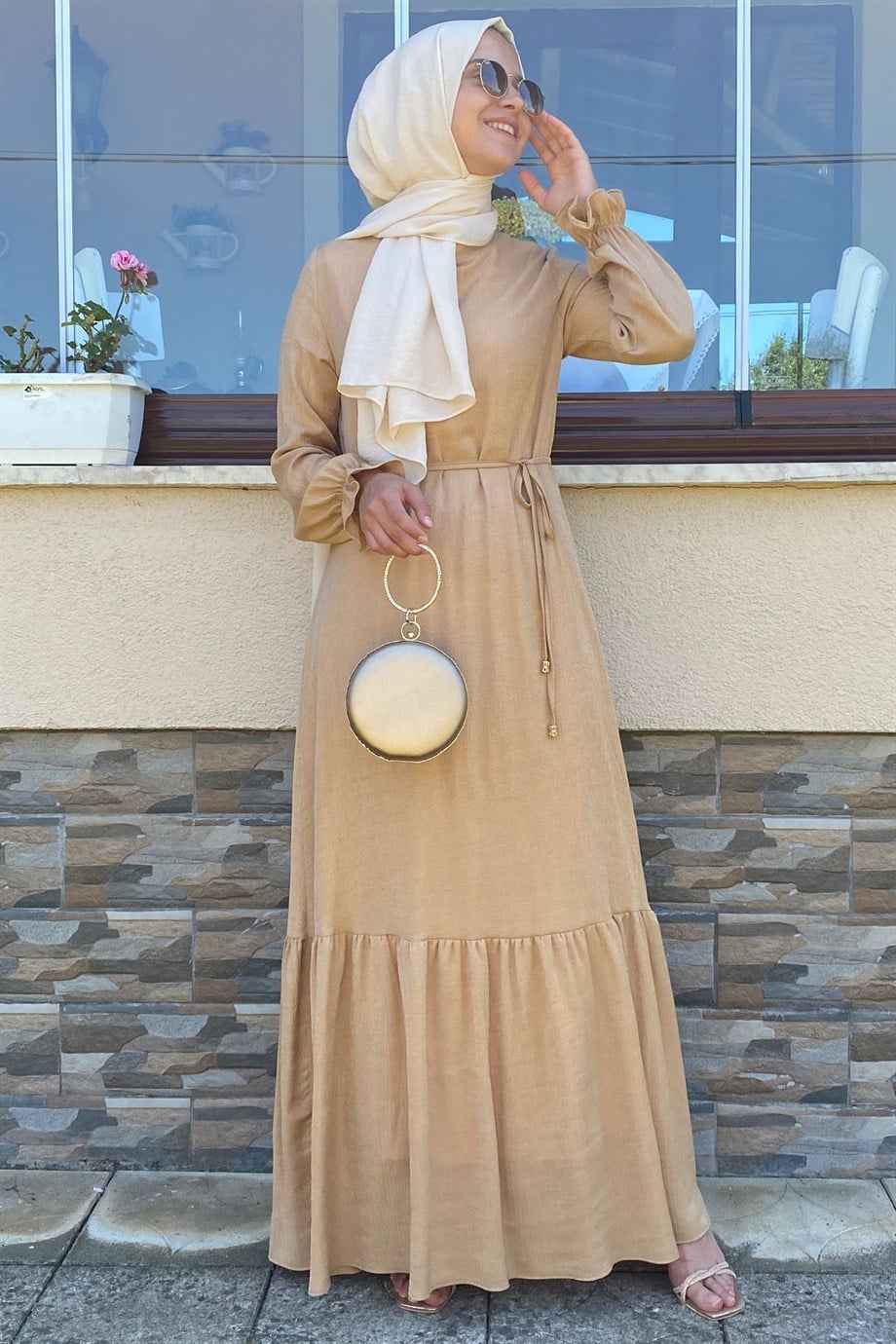 Duru Simli Camel Elbise | ELBİSE