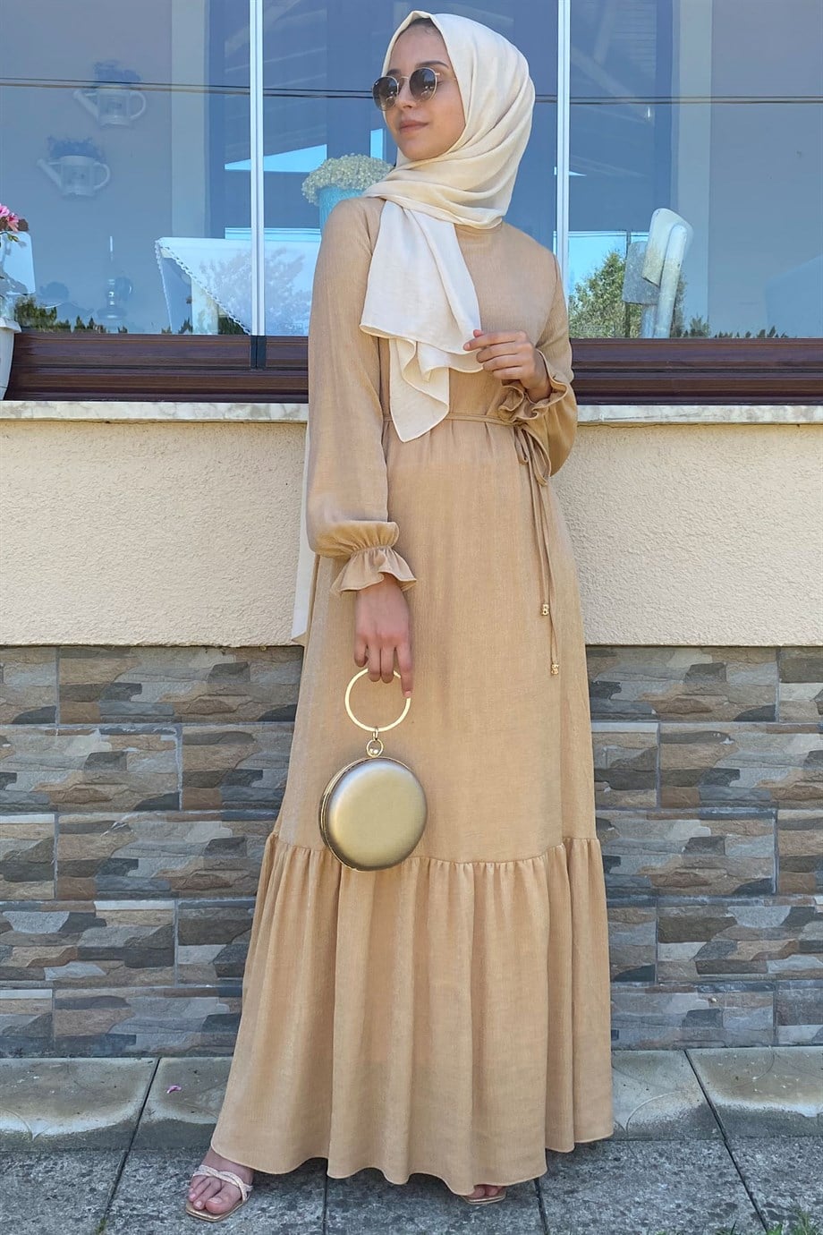 Duru Simli Camel Elbise | ELBİSE