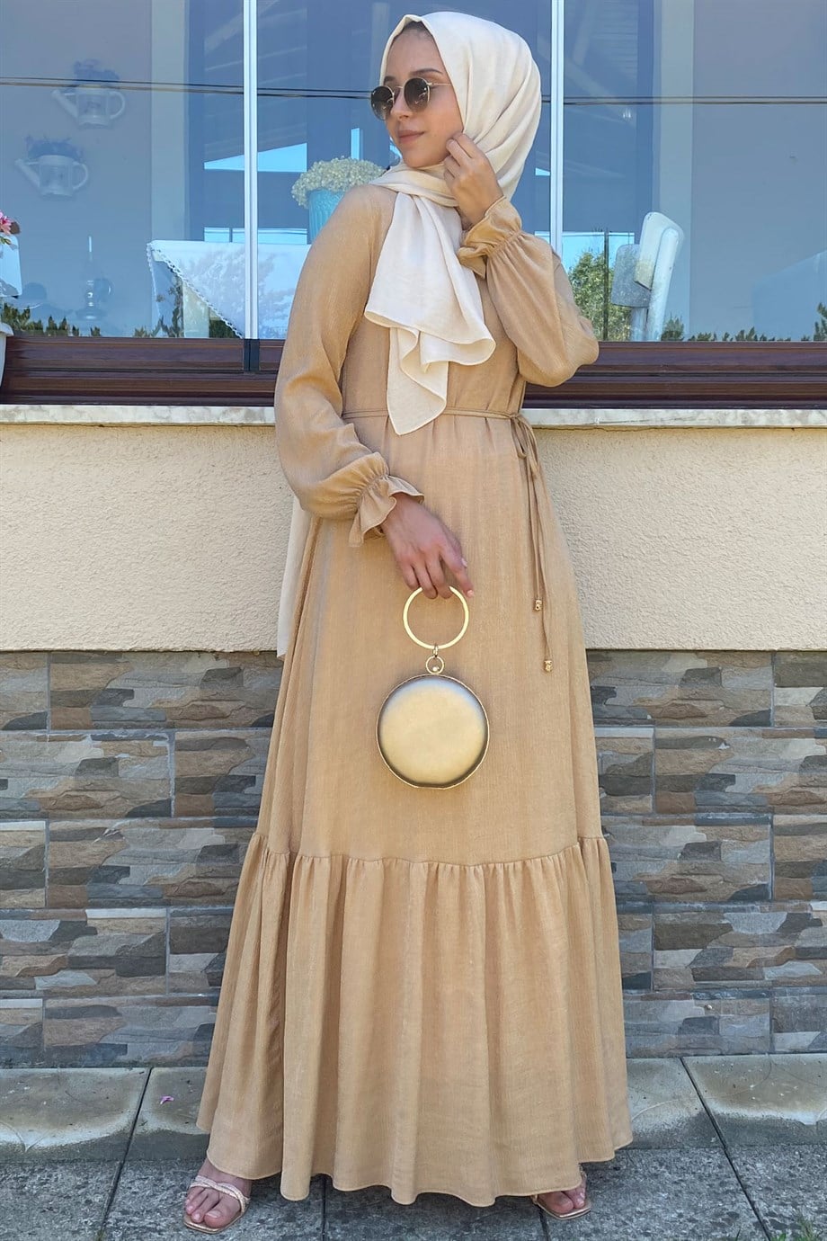 Duru Simli Camel Elbise | ELBİSE