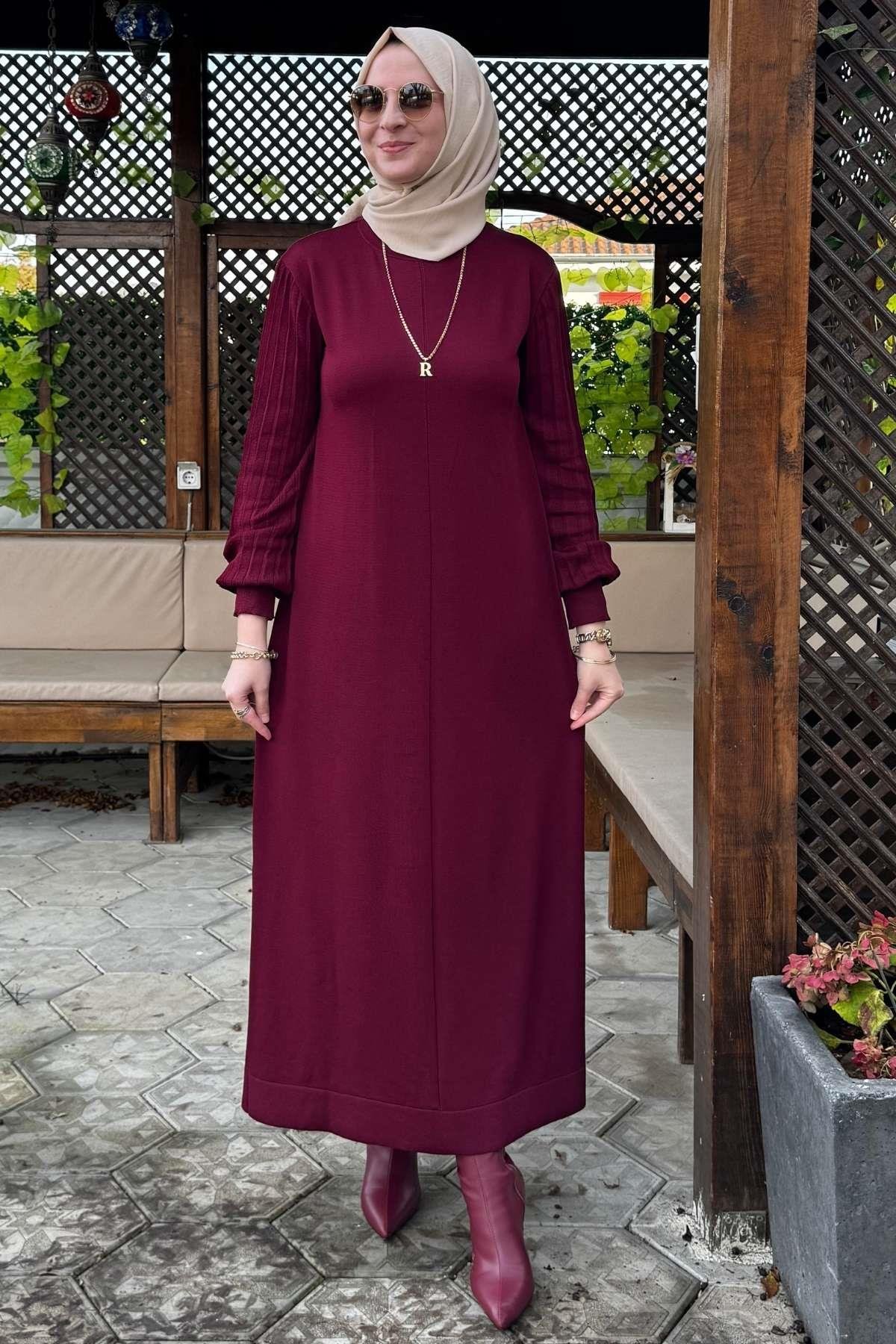 Ecem İndigo Triko Elbise | Rabia Şamlı | Tesettür Giyim, Elbise ve Kadın Giyim Modası