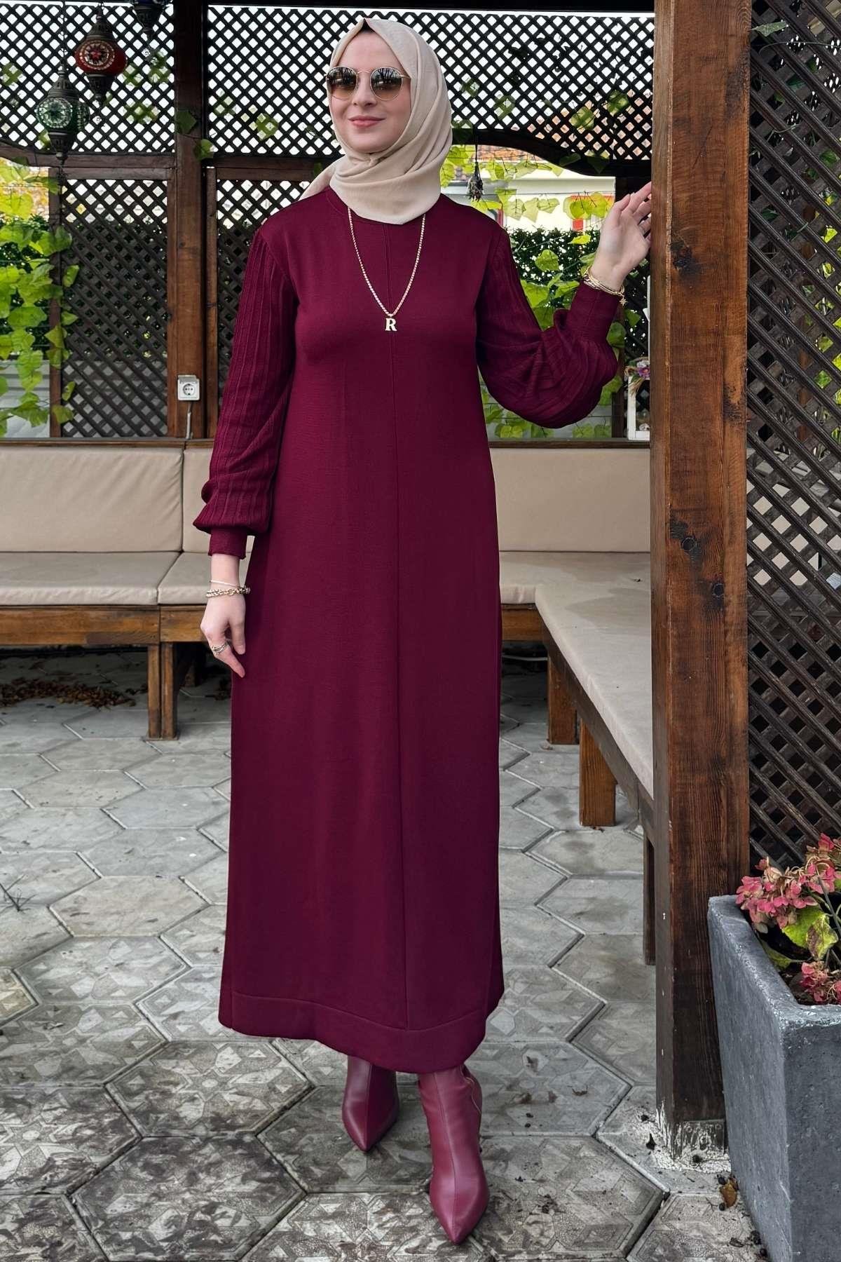 Ecem İndigo Triko Elbise | Rabia Şamlı | Tesettür Giyim, Elbise ve Kadın Giyim Modası