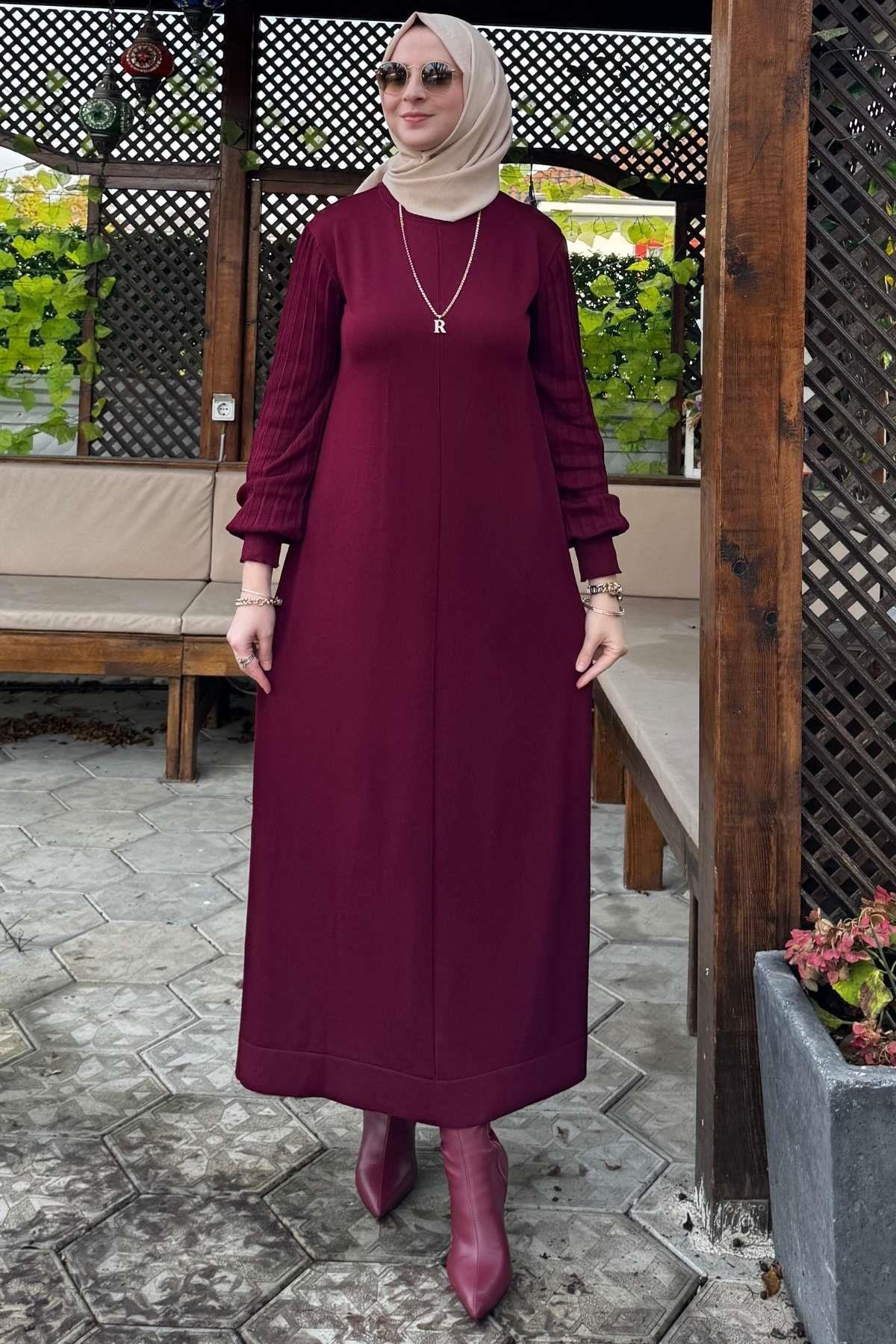 Ecem İndigo Triko Elbise | Rabia Şamlı | Tesettür Giyim, Elbise ve Kadın Giyim Modası