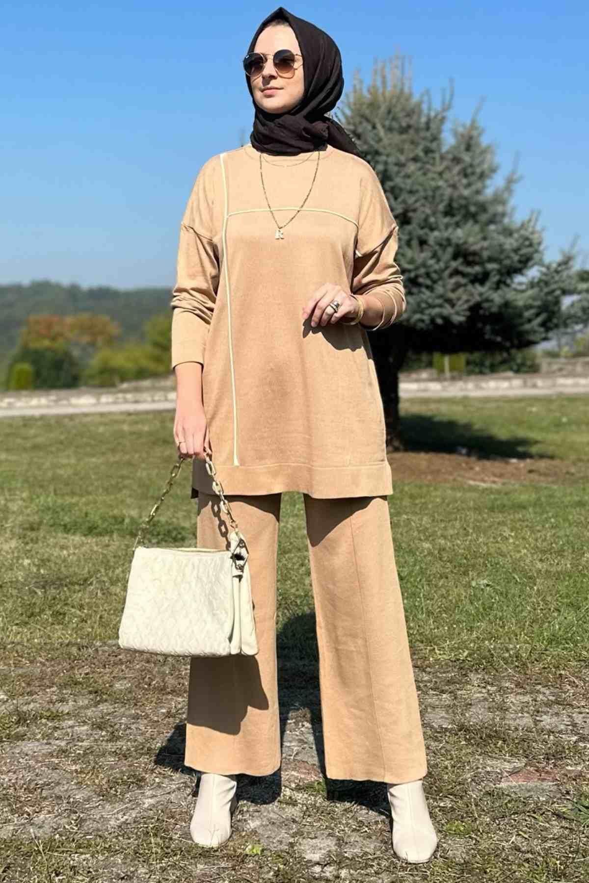 Yeşil Çizgili Müslin Kap | Rabia Şamlı | Tesettür Giyim, Elbise ve Kadın Giyim Modası