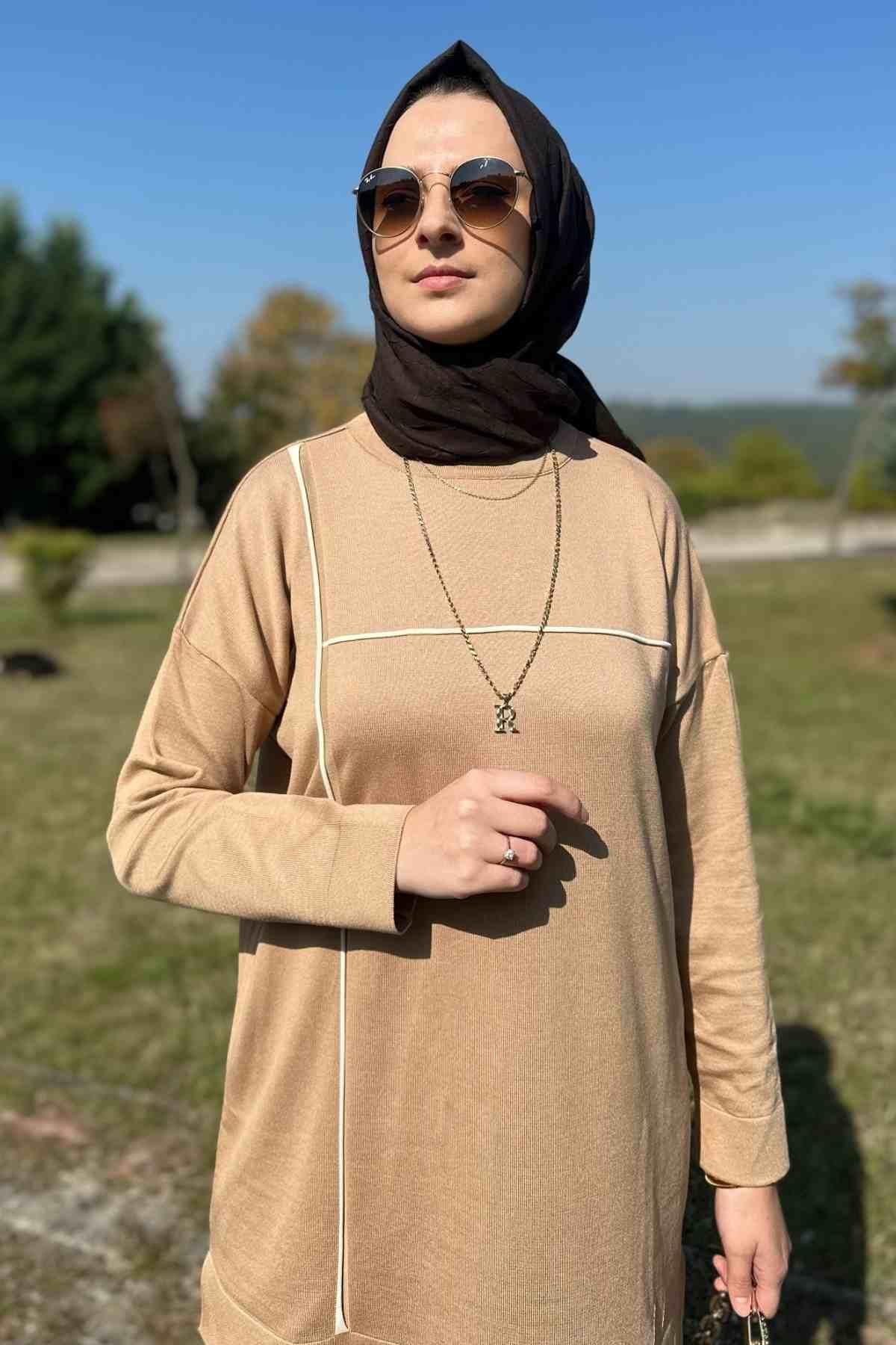 Yeşil Çizgili Müslin Kap | Rabia Şamlı | Tesettür Giyim, Elbise ve Kadın Giyim Modası