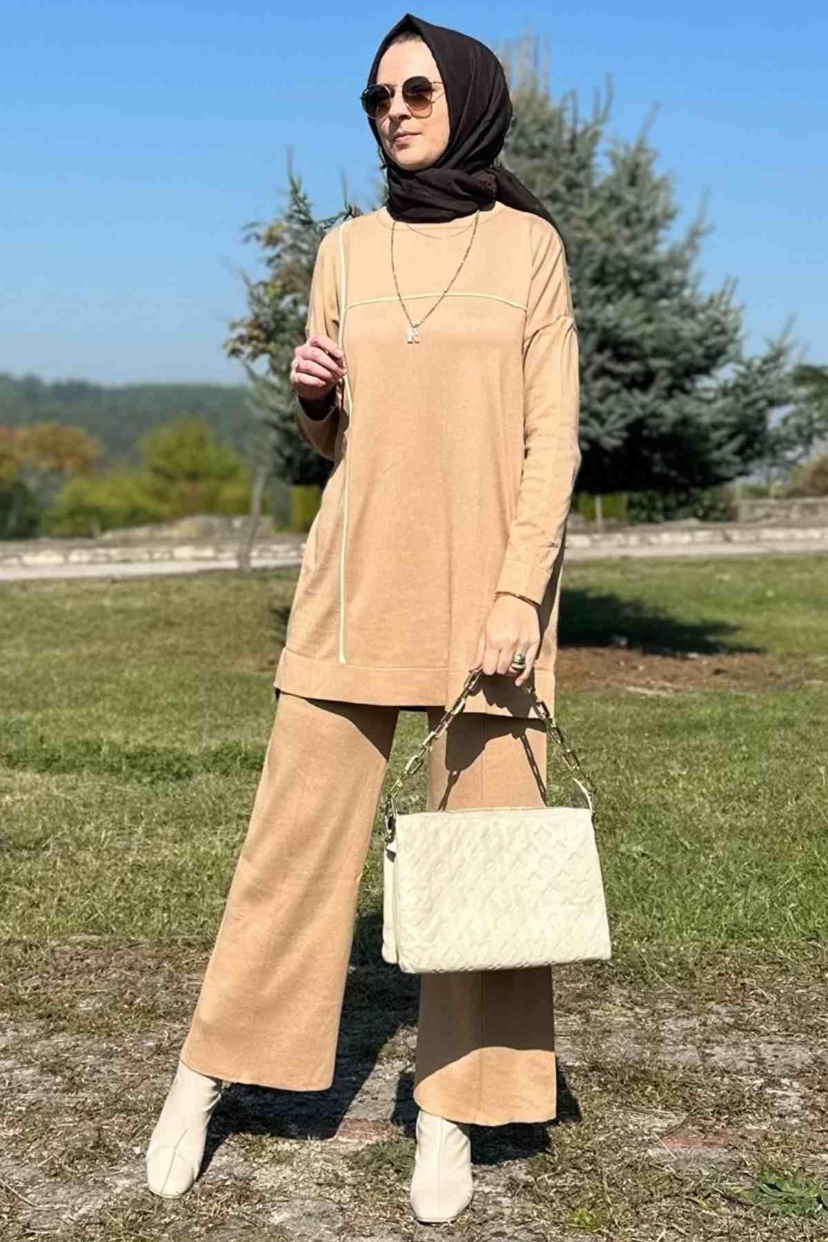 Yeşil Çizgili Müslin Kap | Rabia Şamlı | Tesettür Giyim, Elbise ve Kadın Giyim Modası