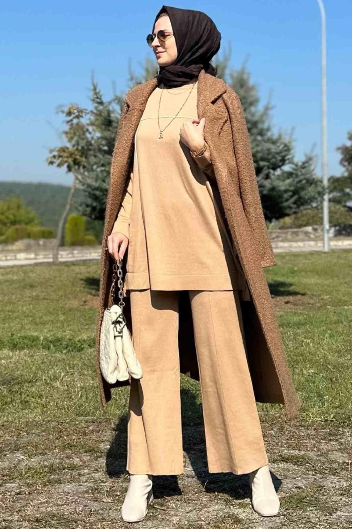 Yeşil Çizgili Müslin Kap | Rabia Şamlı | Tesettür Giyim, Elbise ve Kadın Giyim Modası