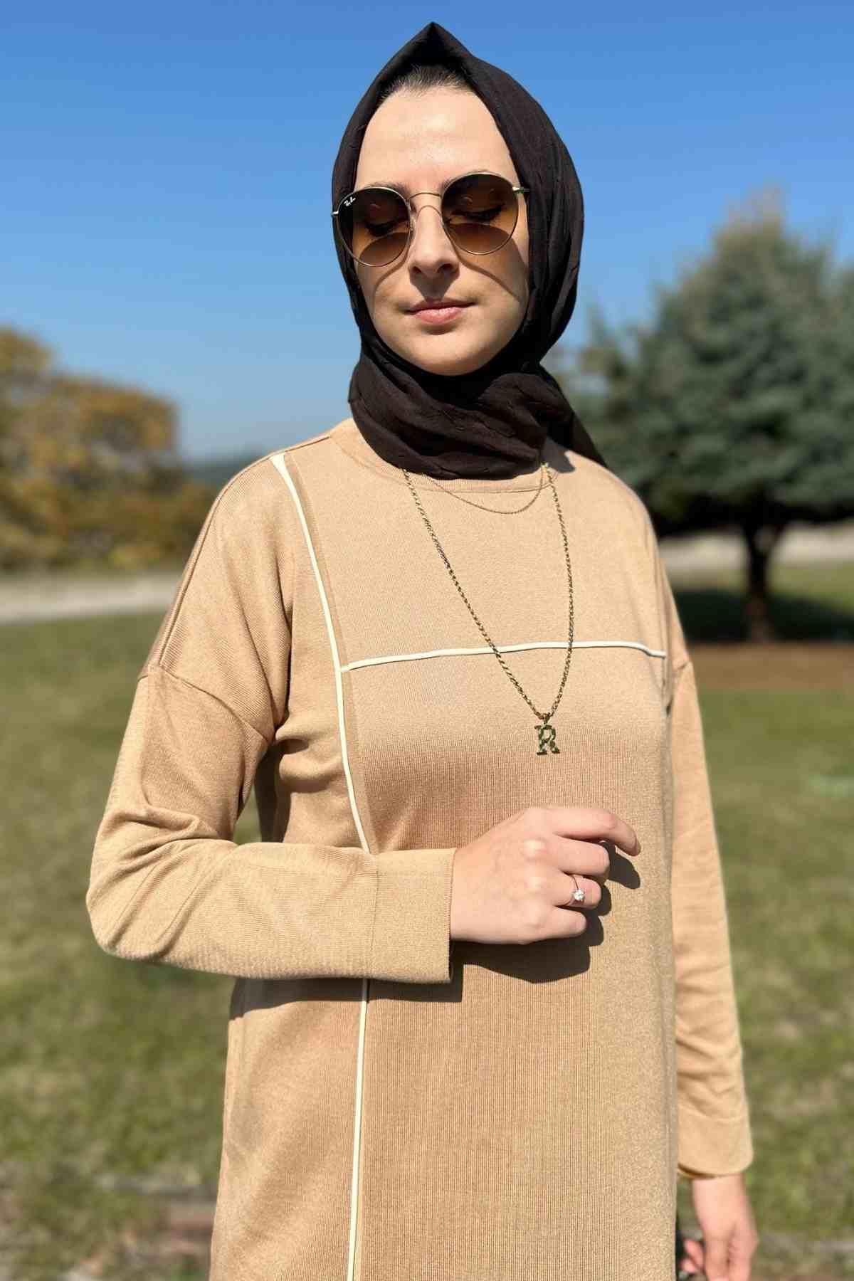 Yeşil Çizgili Müslin Kap | Rabia Şamlı | Tesettür Giyim, Elbise ve Kadın Giyim Modası