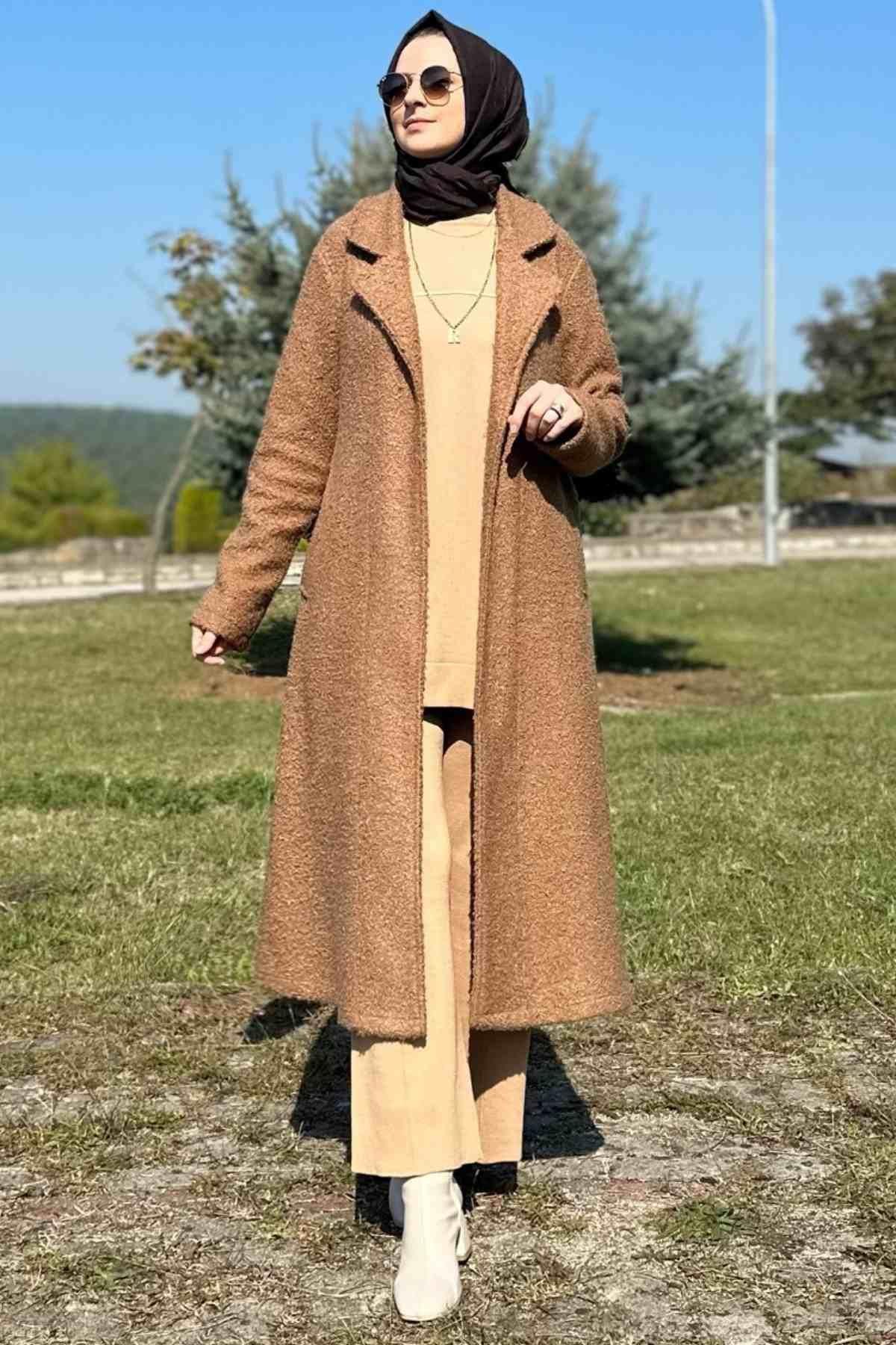 Yeşil Çizgili Müslin Kap | Rabia Şamlı | Tesettür Giyim, Elbise ve Kadın Giyim Modası