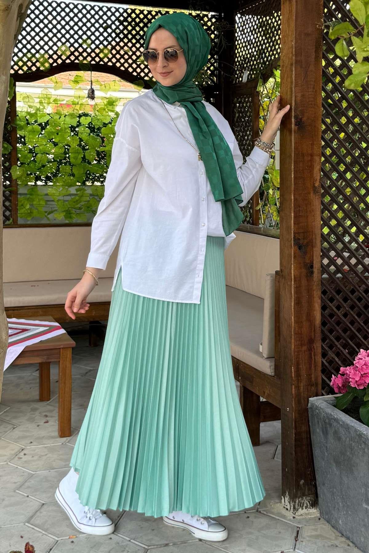 Eliz Bej Plise Etek | Rabia Şamlı | Tesettür Giyim, Elbise ve Kadın Giyim Modası