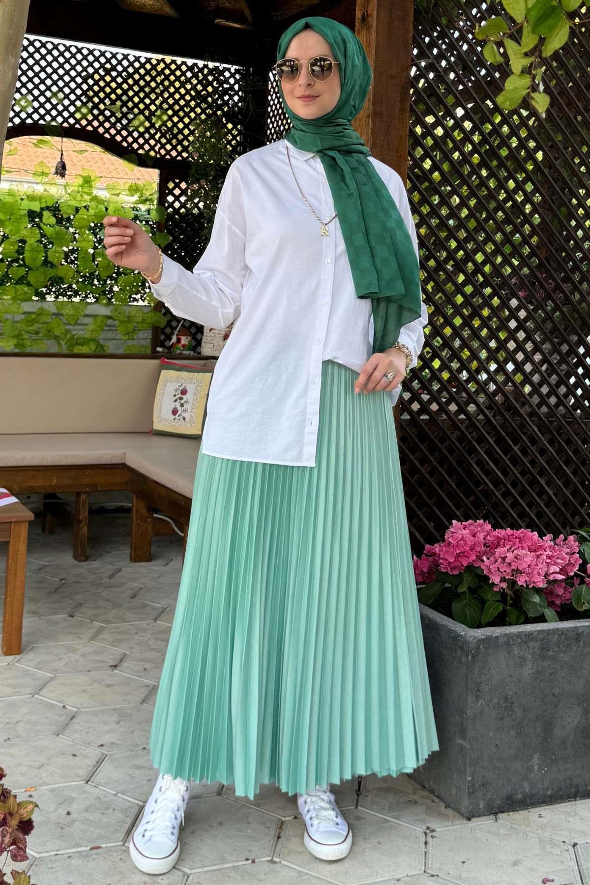Eliz Bej Plise Etek | Rabia Şamlı | Tesettür Giyim, Elbise ve Kadın Giyim Modası
