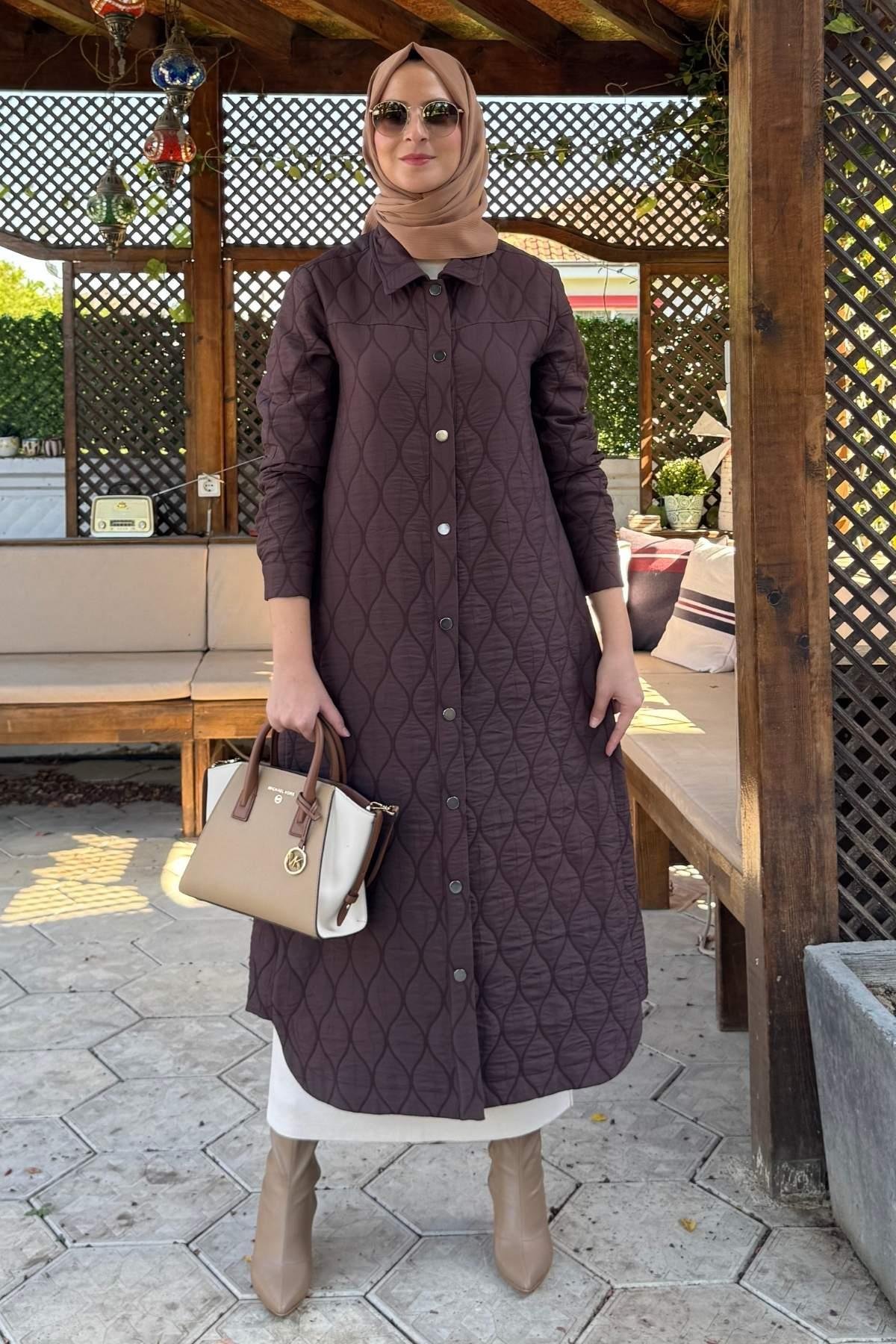 Kapitone Kap Lacivert | Rabia Şamlı | Tesettür Giyim, Elbise ve Kadın Giyim Modası