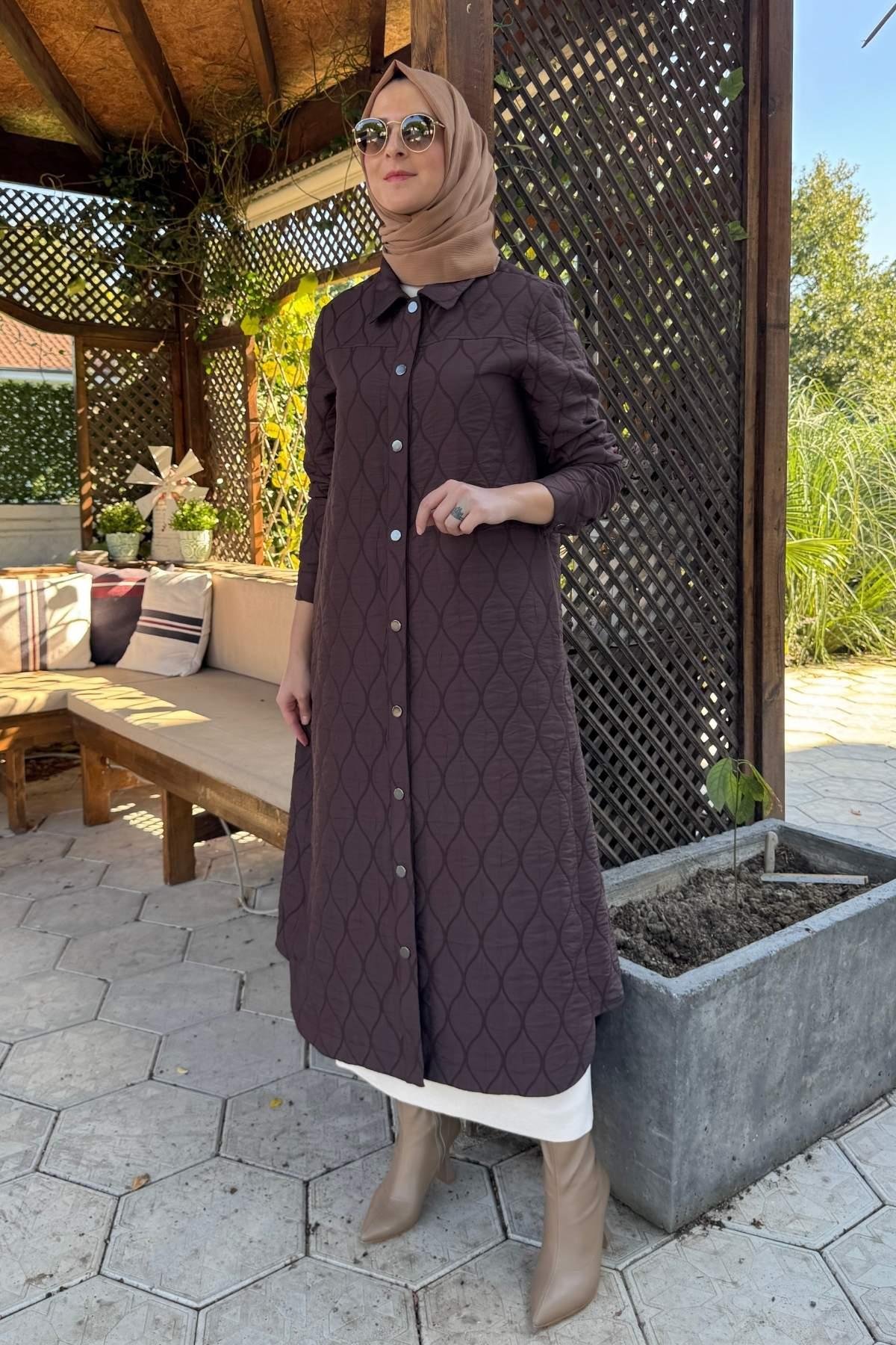 Kapitone Kap Lacivert | Rabia Şamlı | Tesettür Giyim, Elbise ve Kadın Giyim Modası