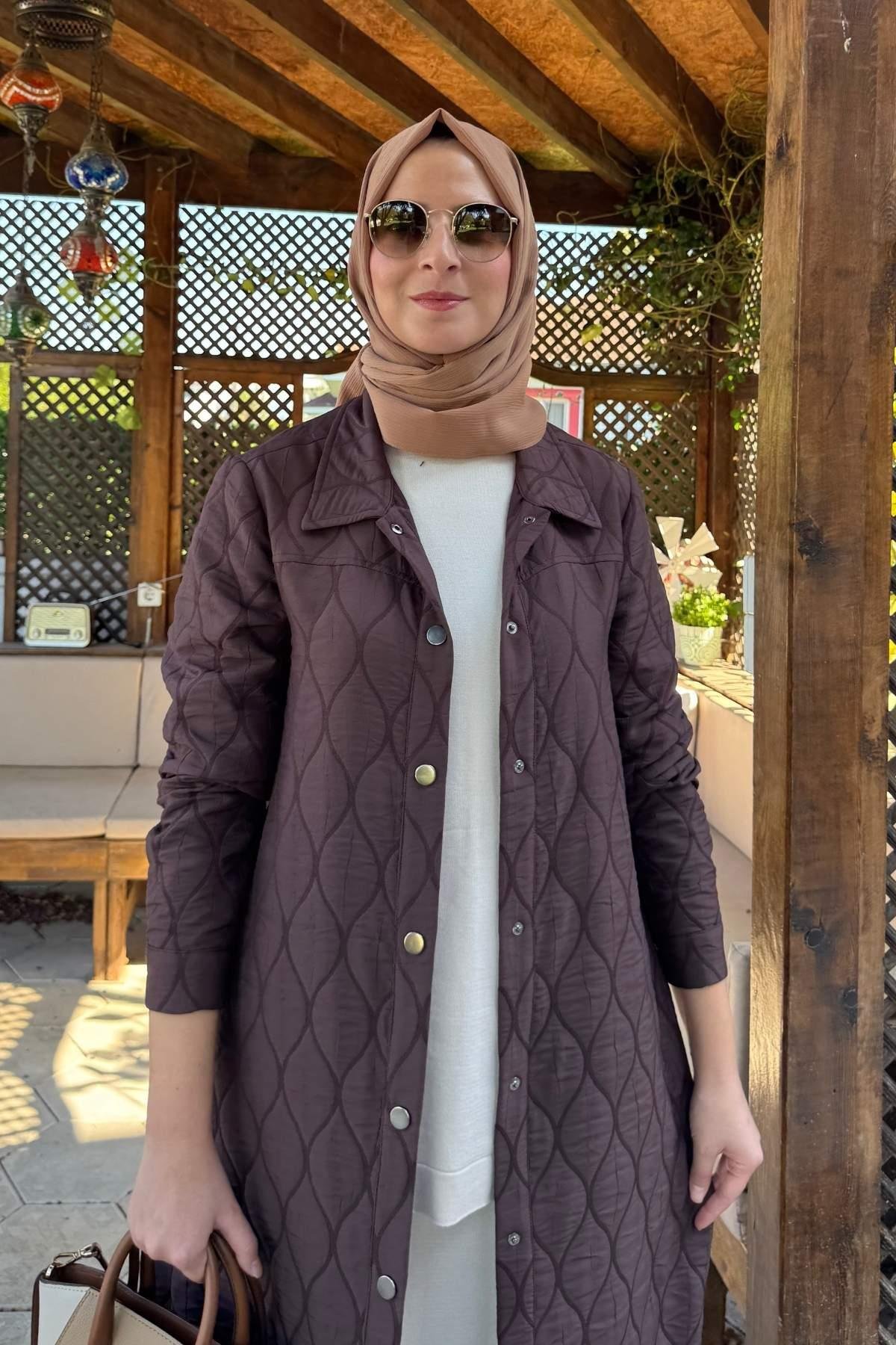 Kapitone Kap Lacivert | Rabia Şamlı | Tesettür Giyim, Elbise ve Kadın Giyim Modası