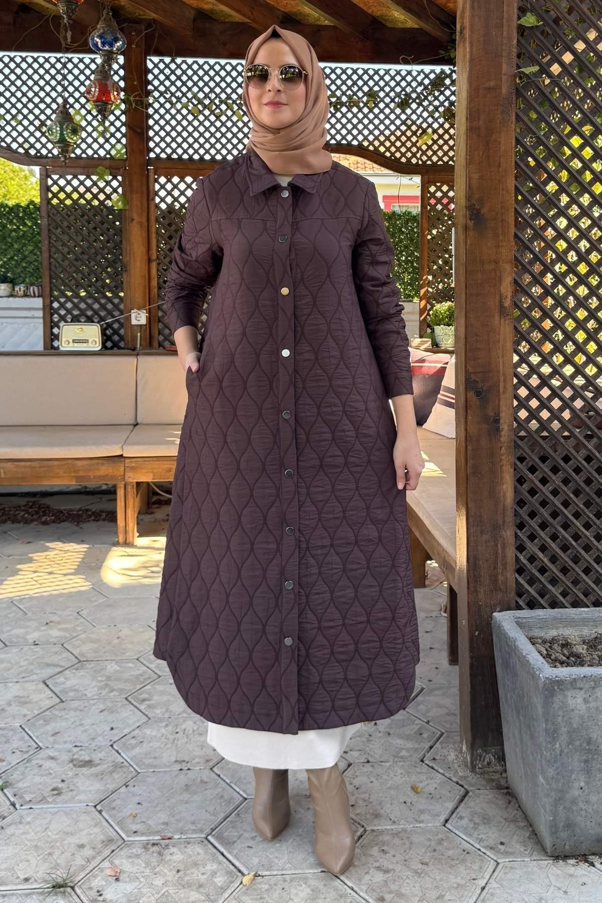 Kapitone Kap Lacivert | Rabia Şamlı | Tesettür Giyim, Elbise ve Kadın Giyim Modası