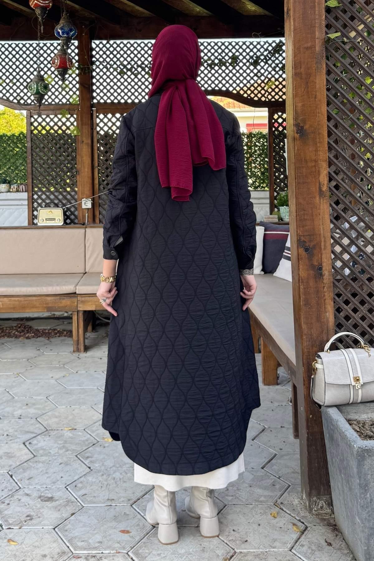Kapitone Kap Lacivert | Rabia Şamlı | Tesettür Giyim, Elbise ve Kadın Giyim Modası