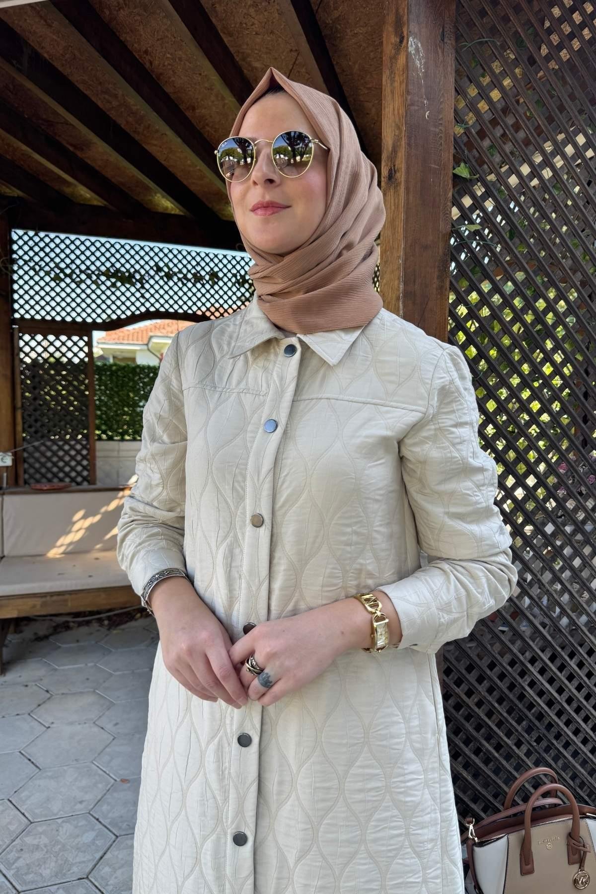 Kapitone Kap Lacivert | Rabia Şamlı | Tesettür Giyim, Elbise ve Kadın Giyim Modası
