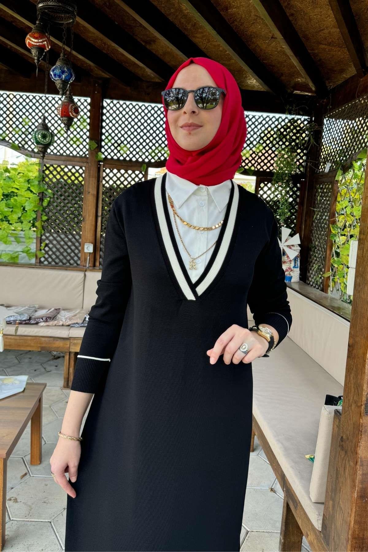 Rüya Lacivert Triko Elbise - Marka