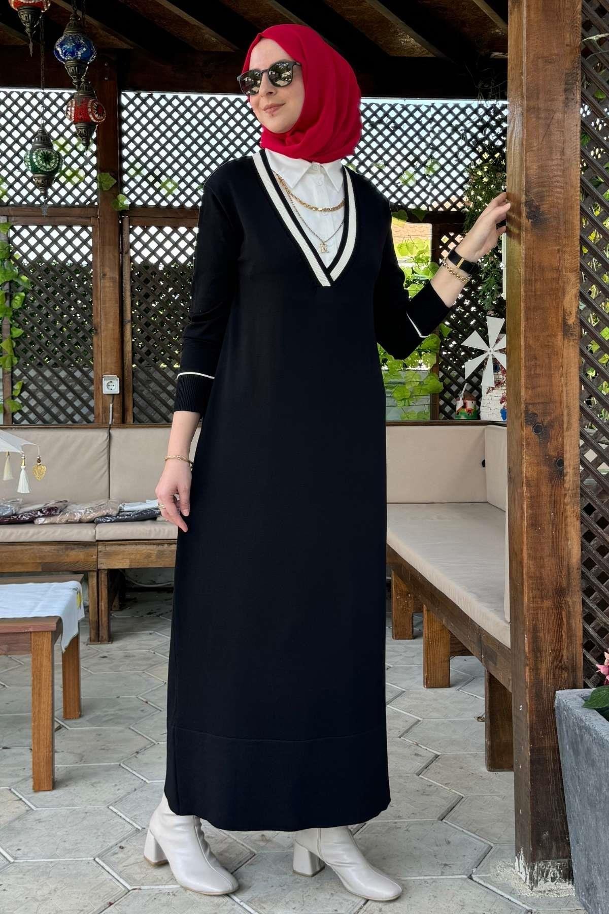 Rüya Lacivert Triko Elbise - Marka