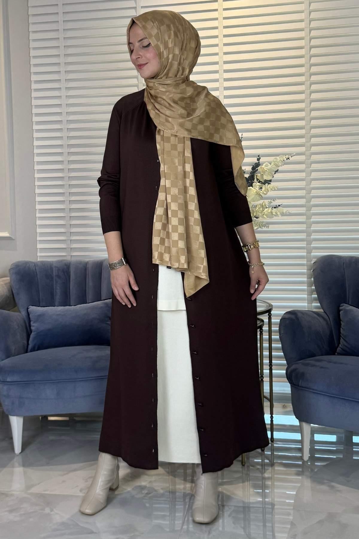 Manolya Camel Triko Hırka | Rabia Şamlı | Tesettür Giyim, Elbise ve Kadın Giyim Modası