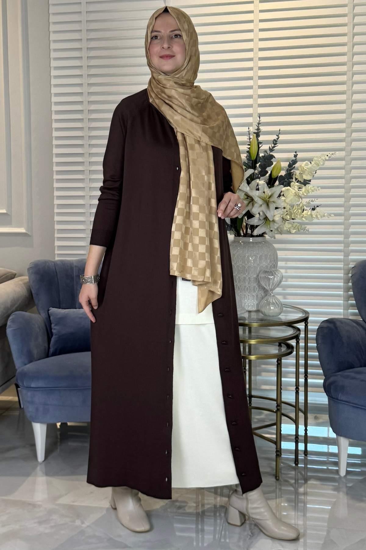 Manolya Camel Triko Hırka | Rabia Şamlı | Tesettür Giyim, Elbise ve Kadın Giyim Modası