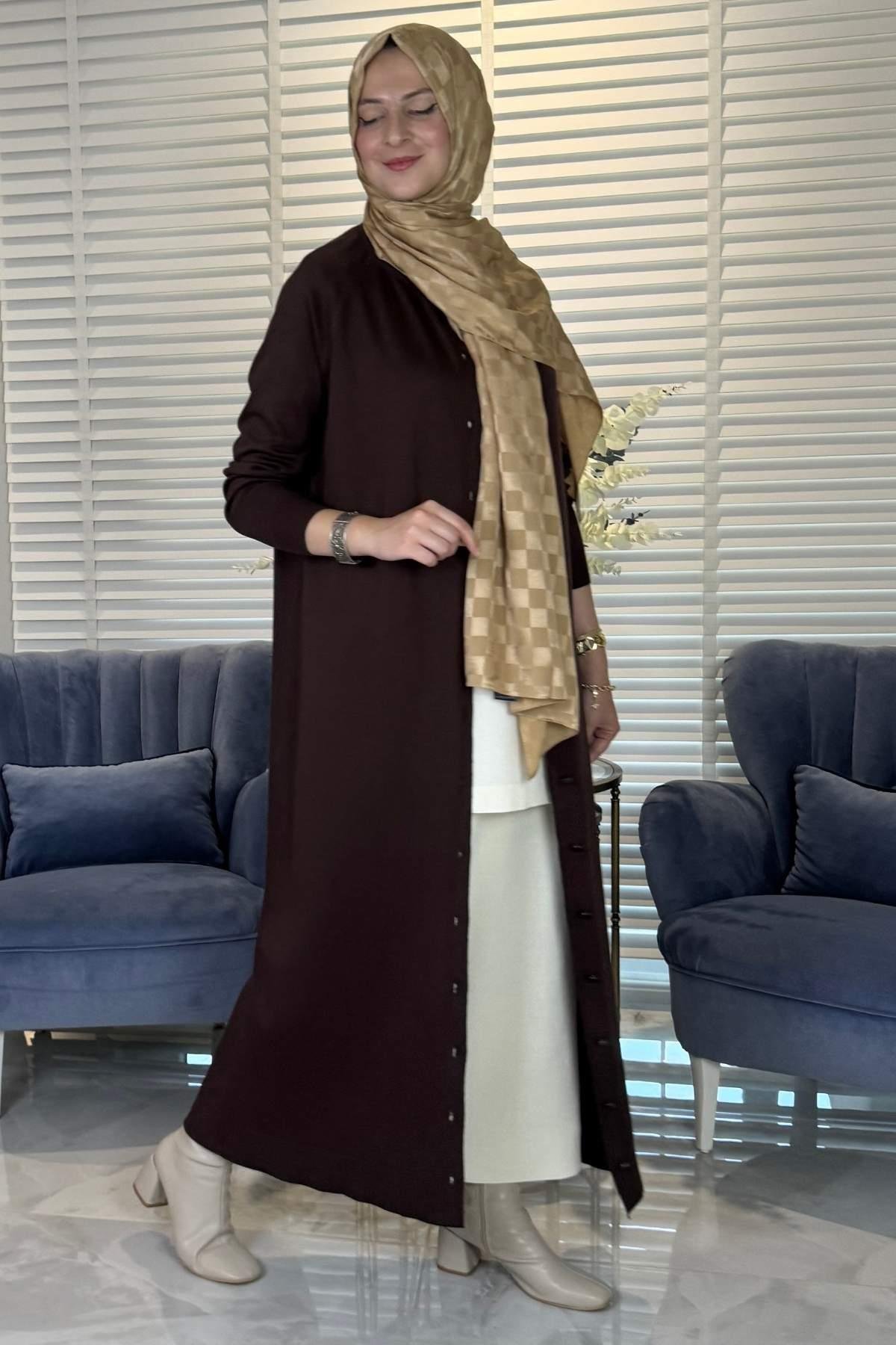 Manolya Camel Triko Hırka | Rabia Şamlı | Tesettür Giyim, Elbise ve Kadın Giyim Modası
