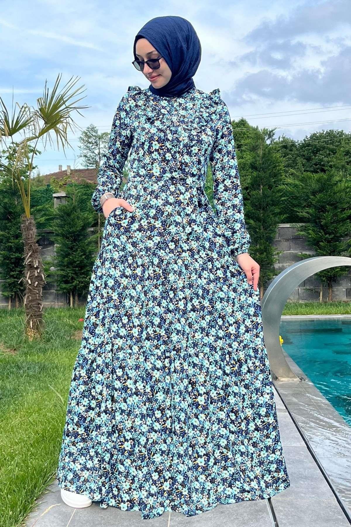 Feriz Çiçekli Elbise | Rabia Şamlı | Tesettür Giyim, Elbise ve Kadın Giyim Modası
