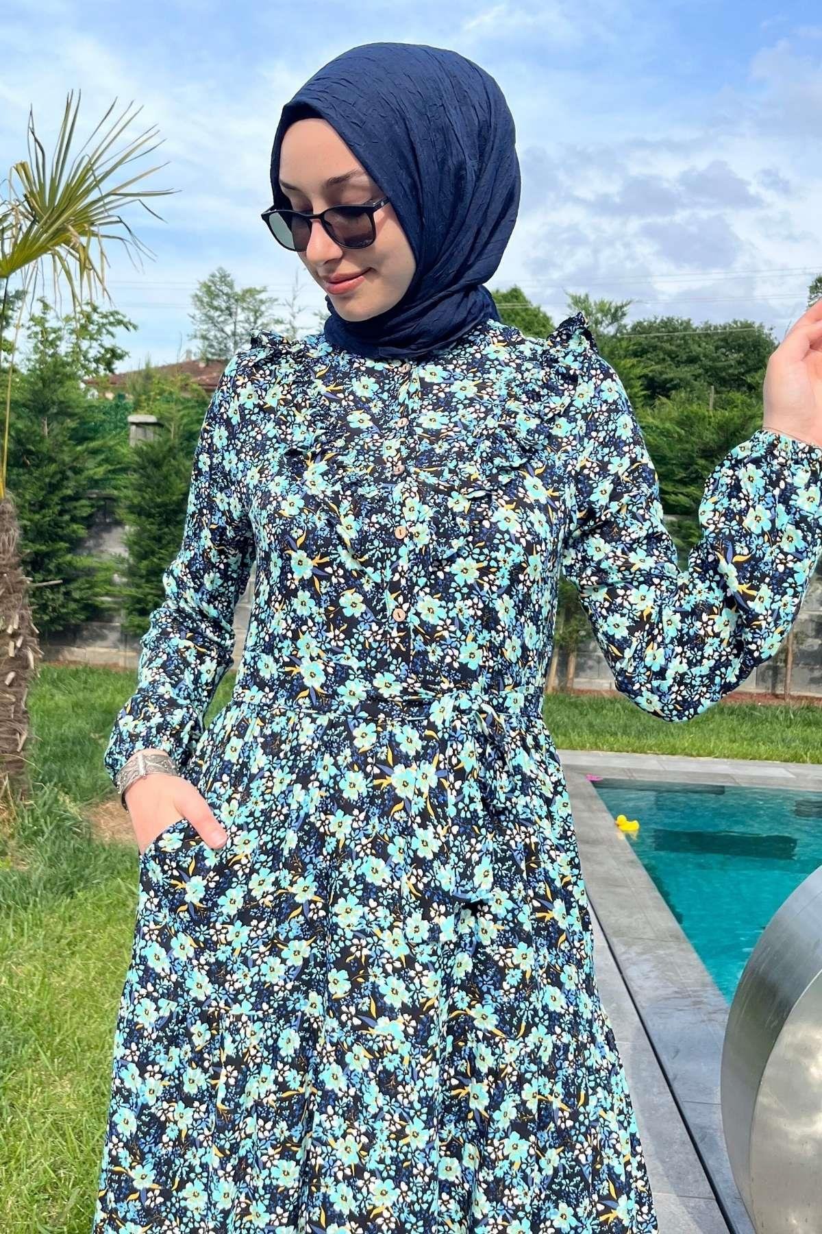 Feriz Çiçekli Elbise | Rabia Şamlı | Tesettür Giyim, Elbise ve Kadın Giyim Modası