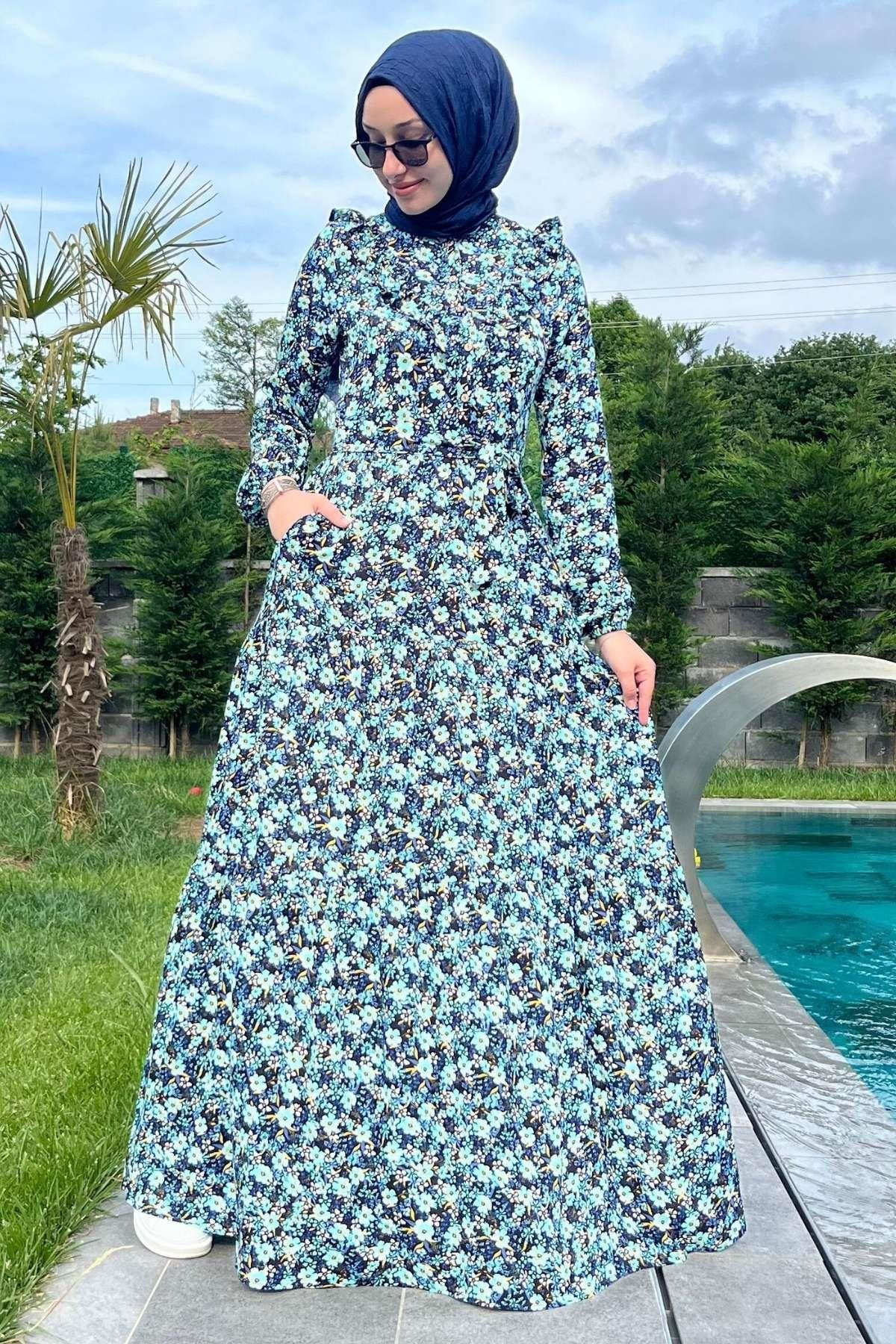 Feriz Çiçekli Elbise | Rabia Şamlı | Tesettür Giyim, Elbise ve Kadın Giyim Modası
