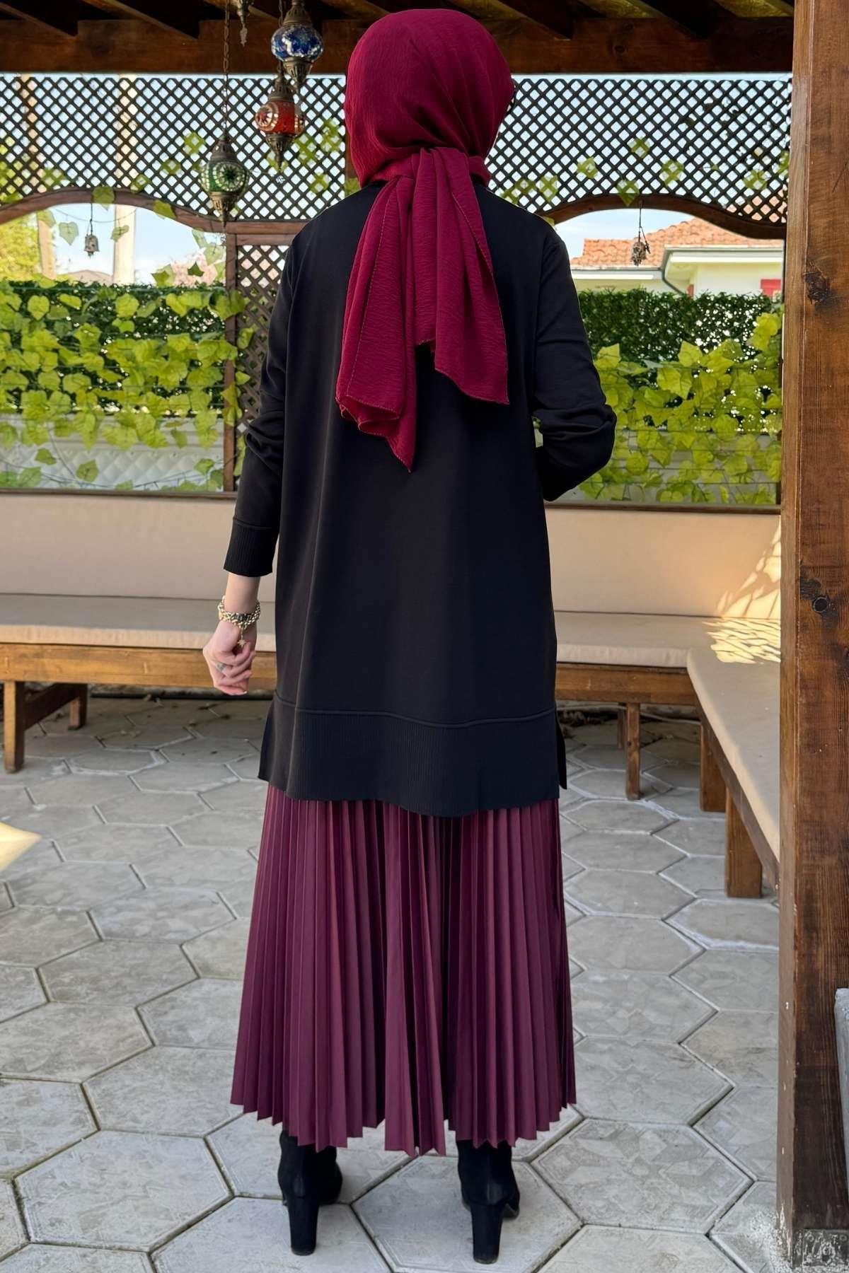 Gonca Taşlı Triko Tunik Ekru | Rabia Şamlı | Tesettür Giyim, Elbise ve Kadın Giyim Modası