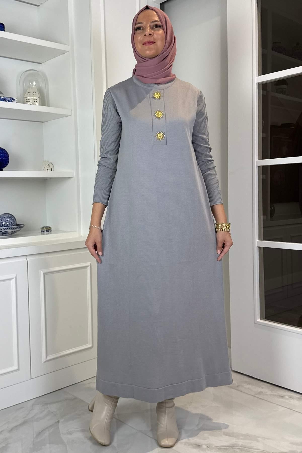 Beyza Fitilli Triko Elbise Bordo | Rabia Şamlı | Tesettür Giyim, Elbise ve Kadın Giyim Modası