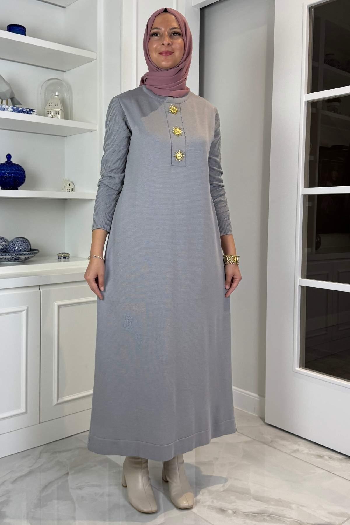 Beyza Fitilli Triko Elbise Bordo | Rabia Şamlı | Tesettür Giyim, Elbise ve Kadın Giyim Modası