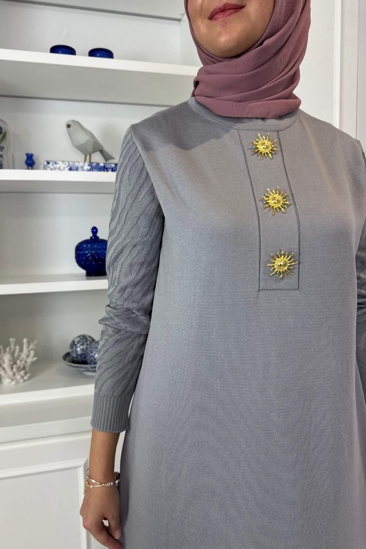 Beyza Fitilli Triko Elbise Bordo | Rabia Şamlı | Tesettür Giyim, Elbise ve Kadın Giyim Modası