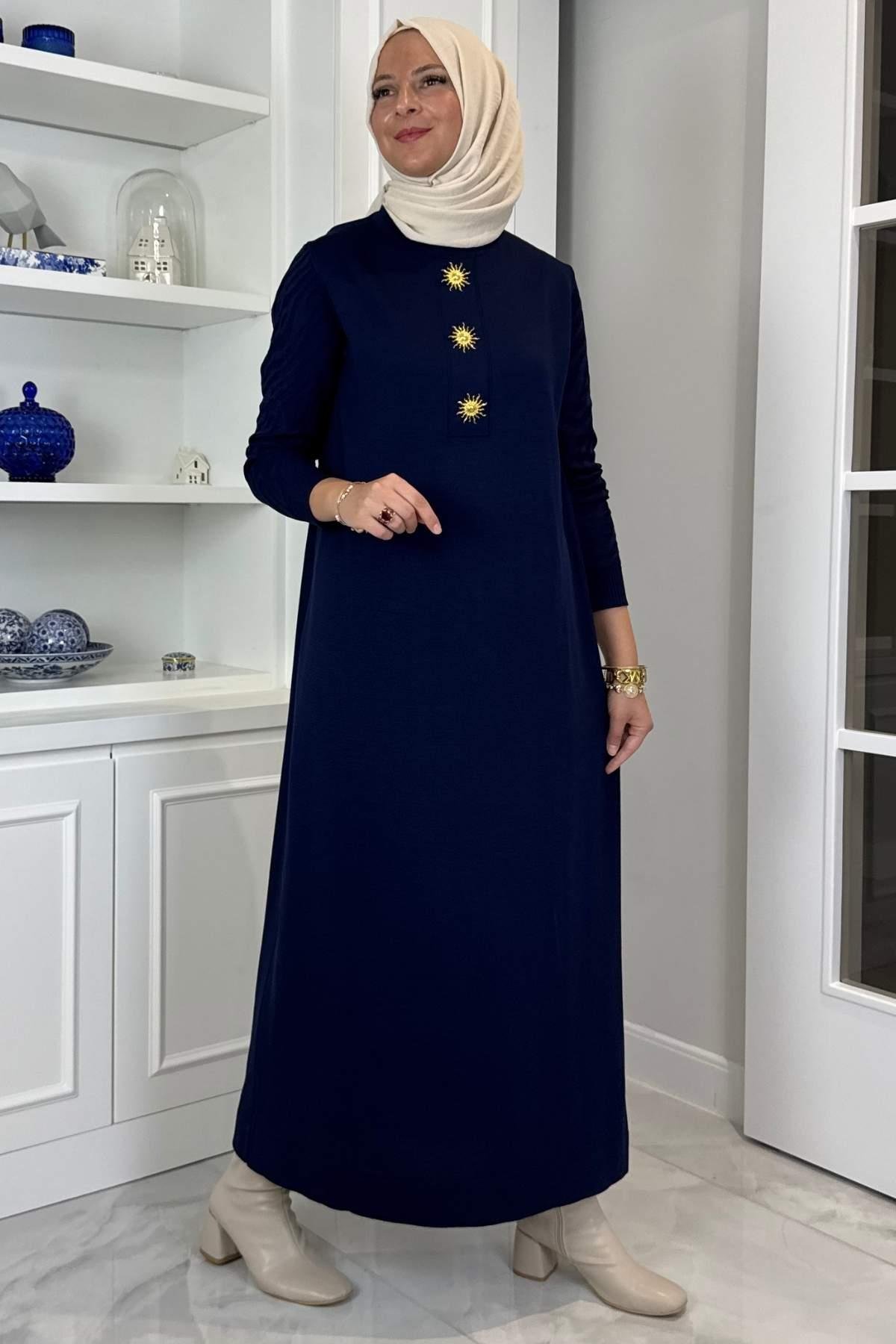 Beyza Fitilli Triko Elbise Bordo | Rabia Şamlı | Tesettür Giyim, Elbise ve Kadın Giyim Modası