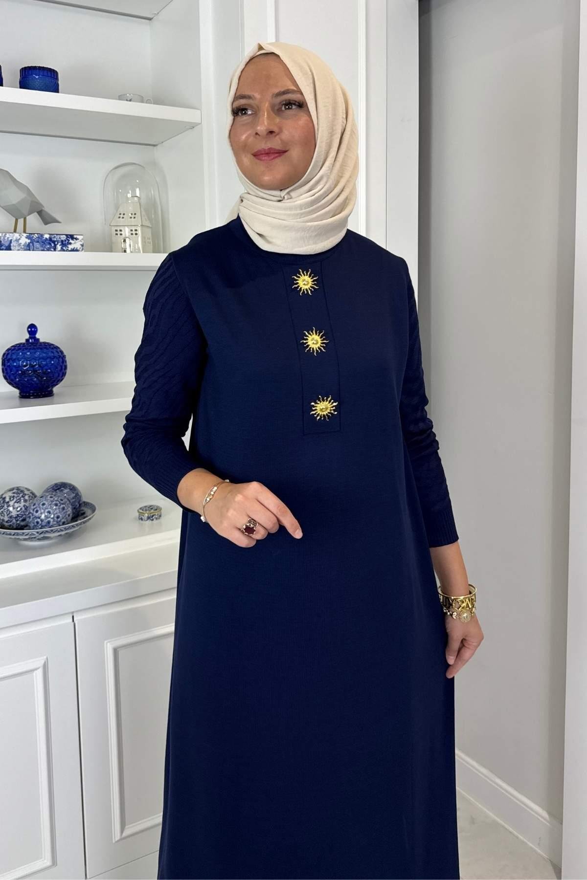 Beyza Fitilli Triko Elbise Bordo | Rabia Şamlı | Tesettür Giyim, Elbise ve Kadın Giyim Modası