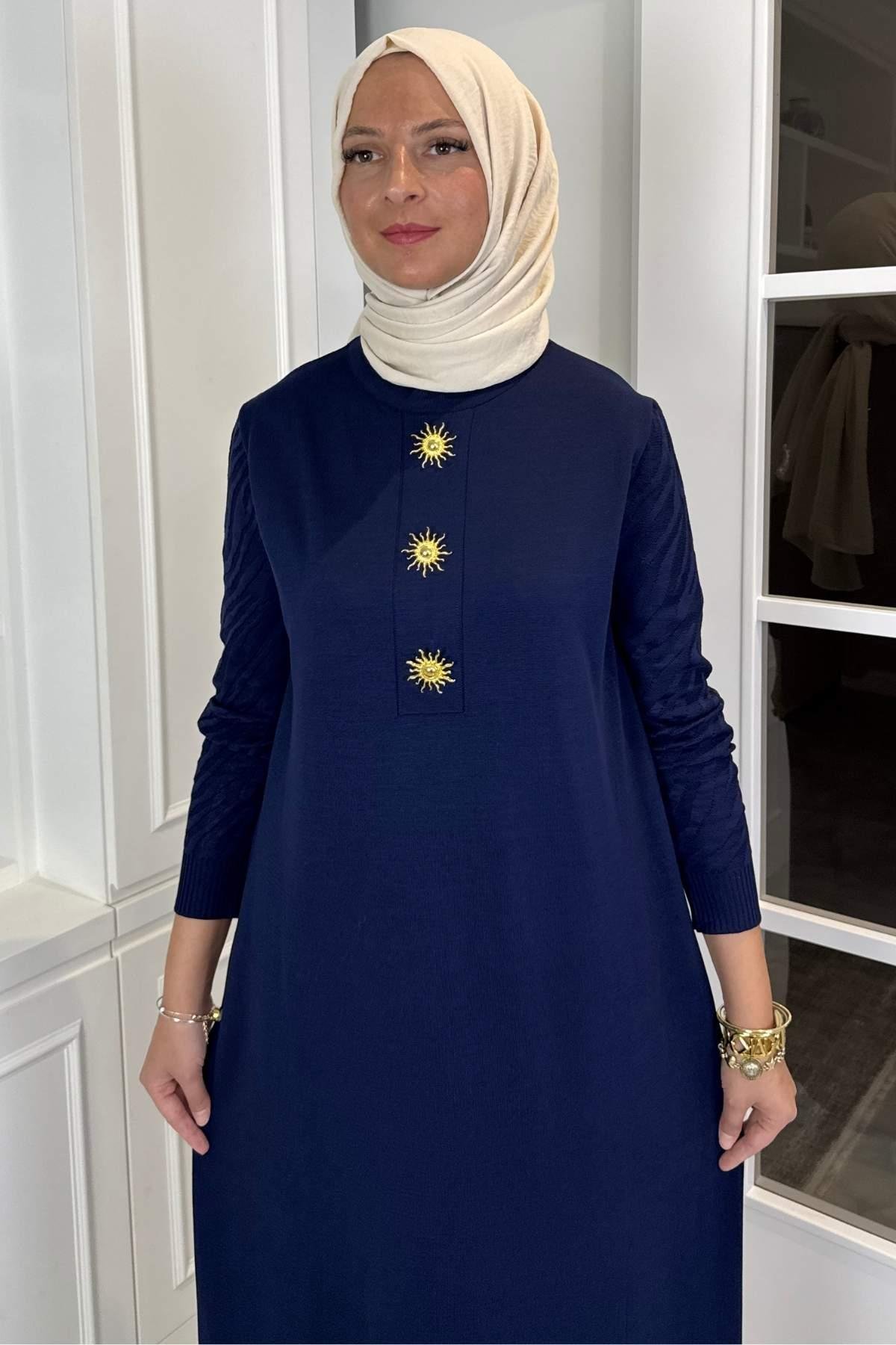 Beyza Fitilli Triko Elbise Bordo | Rabia Şamlı | Tesettür Giyim, Elbise ve Kadın Giyim Modası