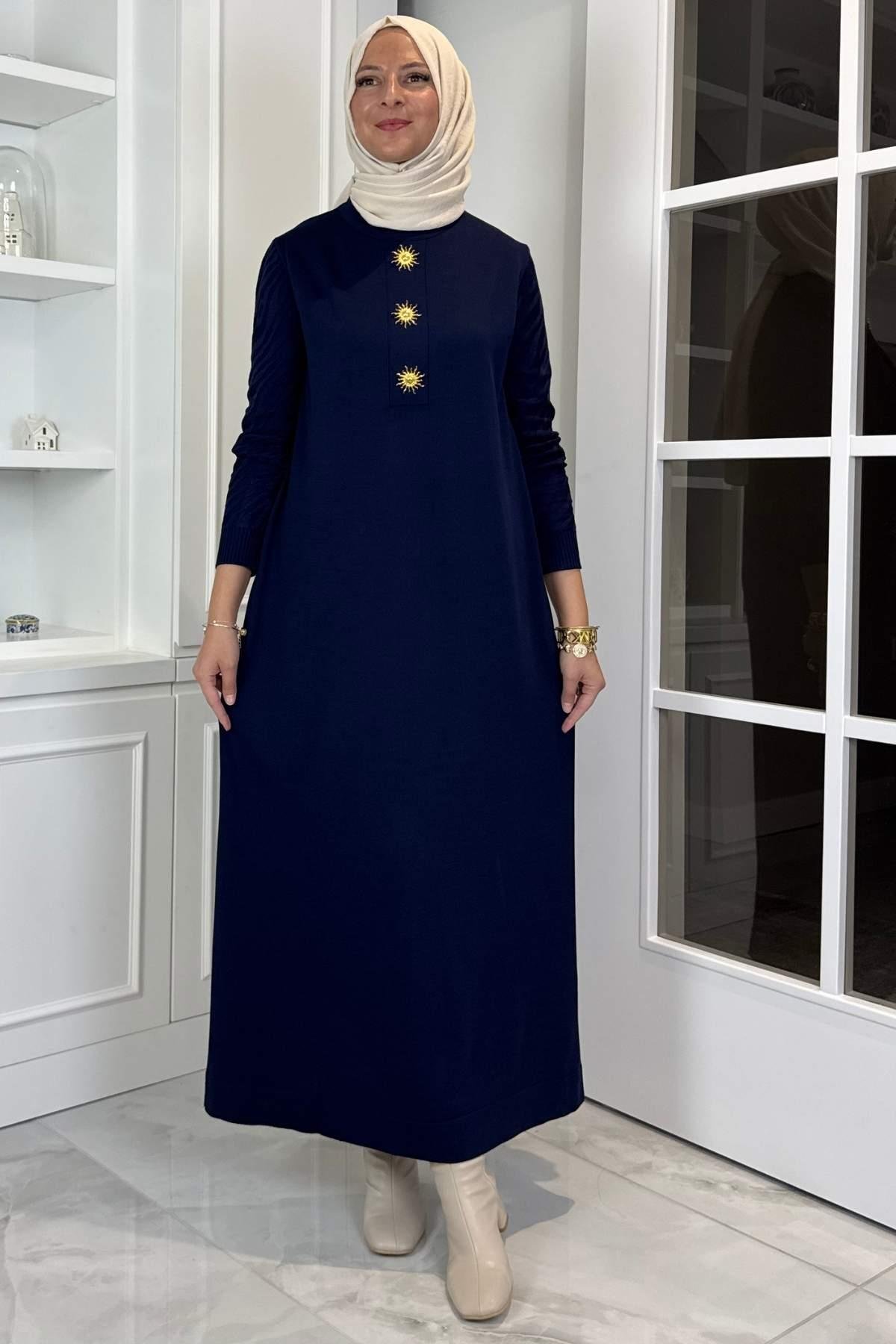 Beyza Fitilli Triko Elbise Bordo | Rabia Şamlı | Tesettür Giyim, Elbise ve Kadın Giyim Modası