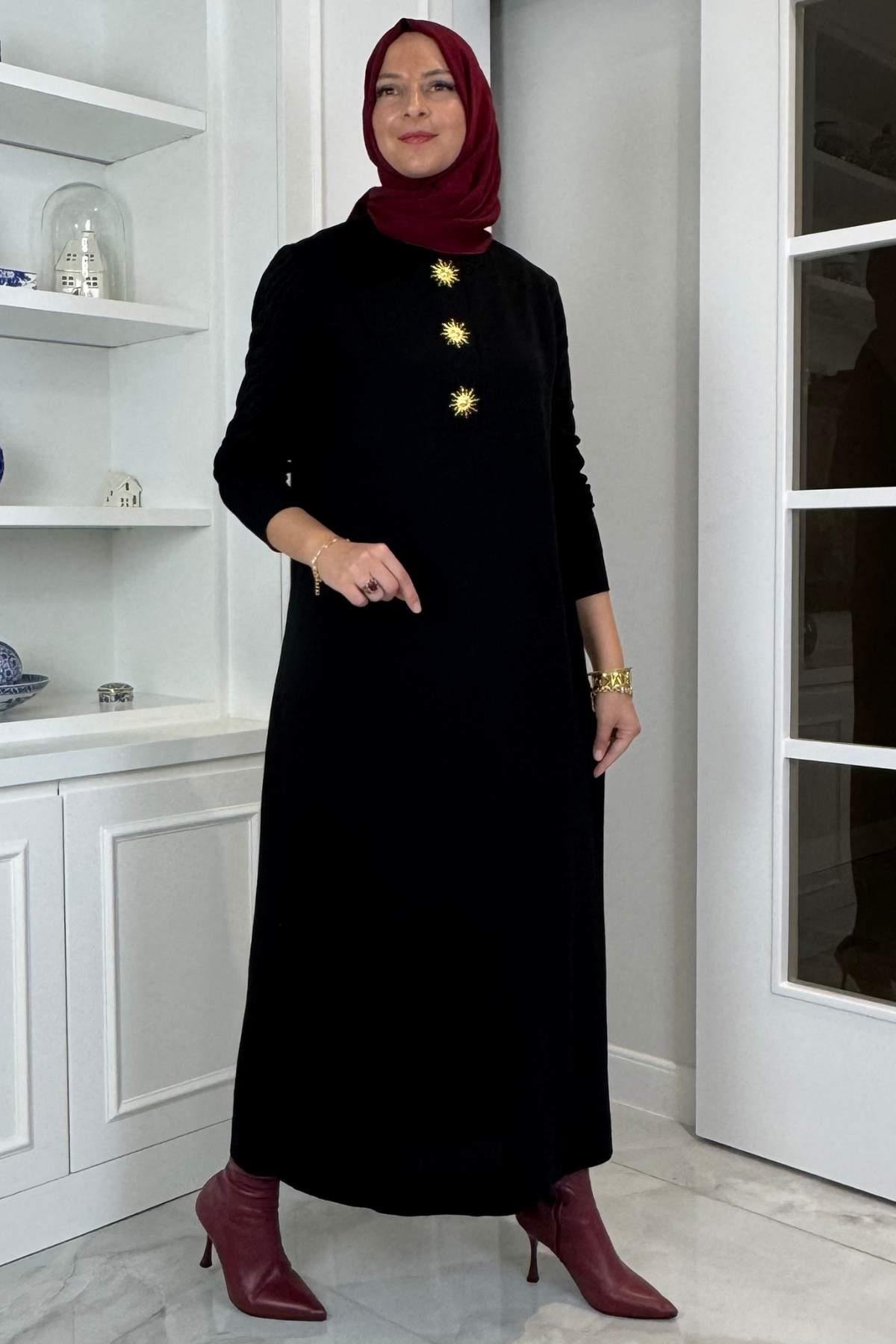 Beyza Fitilli Triko Elbise Bordo | Rabia Şamlı | Tesettür Giyim, Elbise ve Kadın Giyim Modası
