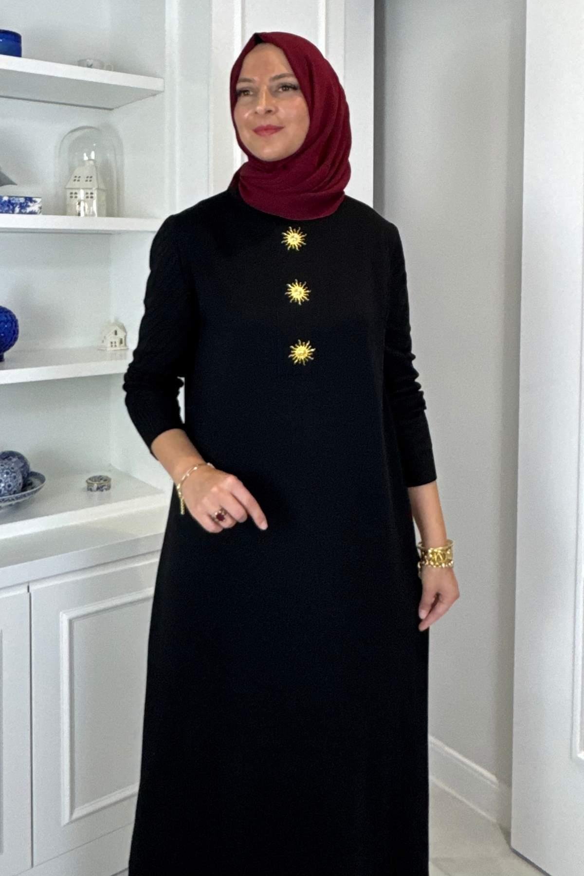 Beyza Fitilli Triko Elbise Bordo | Rabia Şamlı | Tesettür Giyim, Elbise ve Kadın Giyim Modası